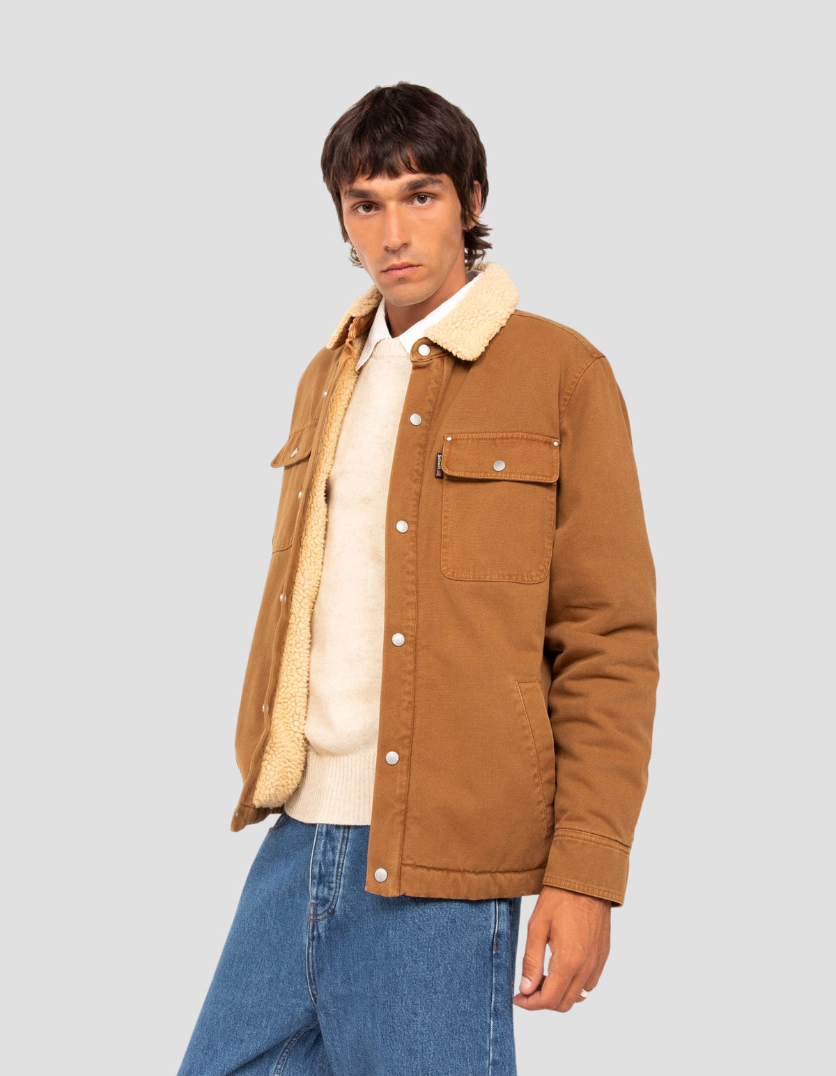 Blouson trucker camel doublé sherpa