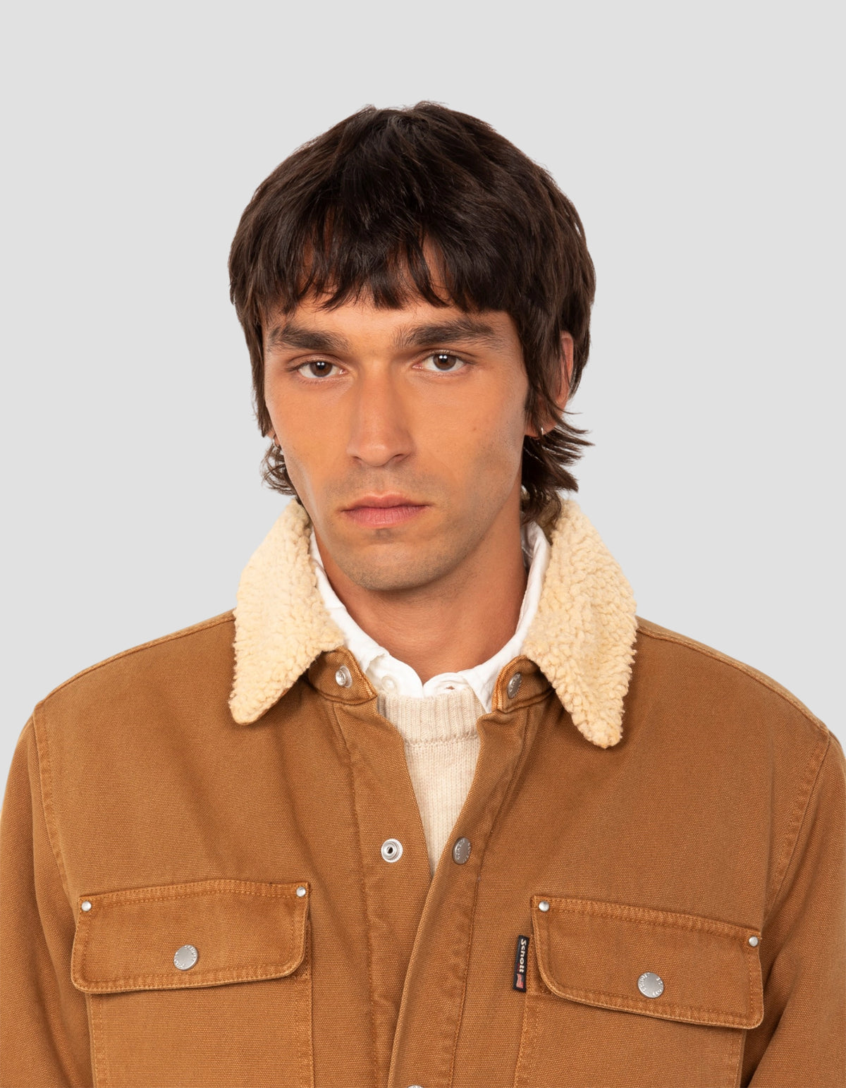 Blouson trucker camel doublé sherpa