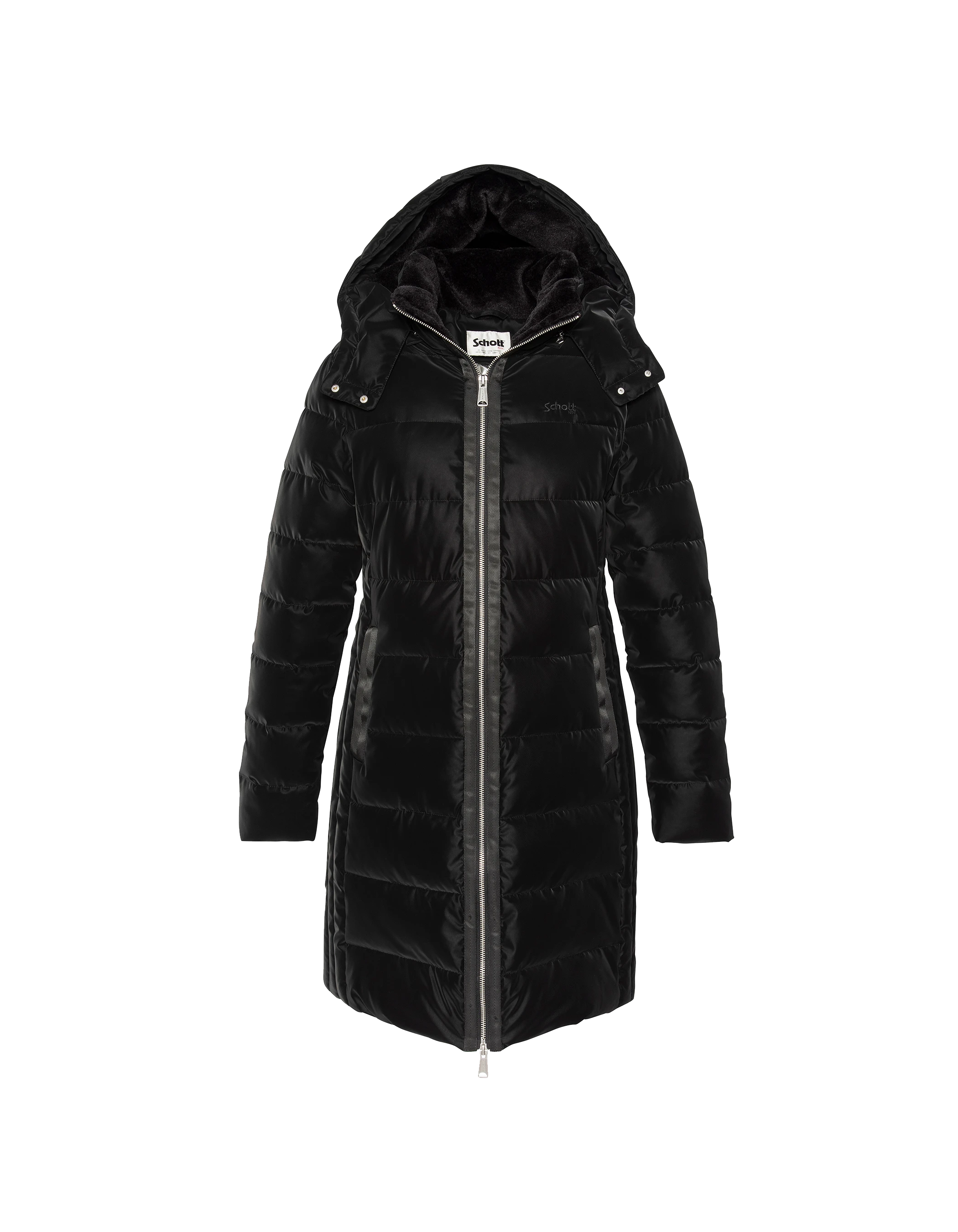 Lunga giacca nera curva con cappuccio-2