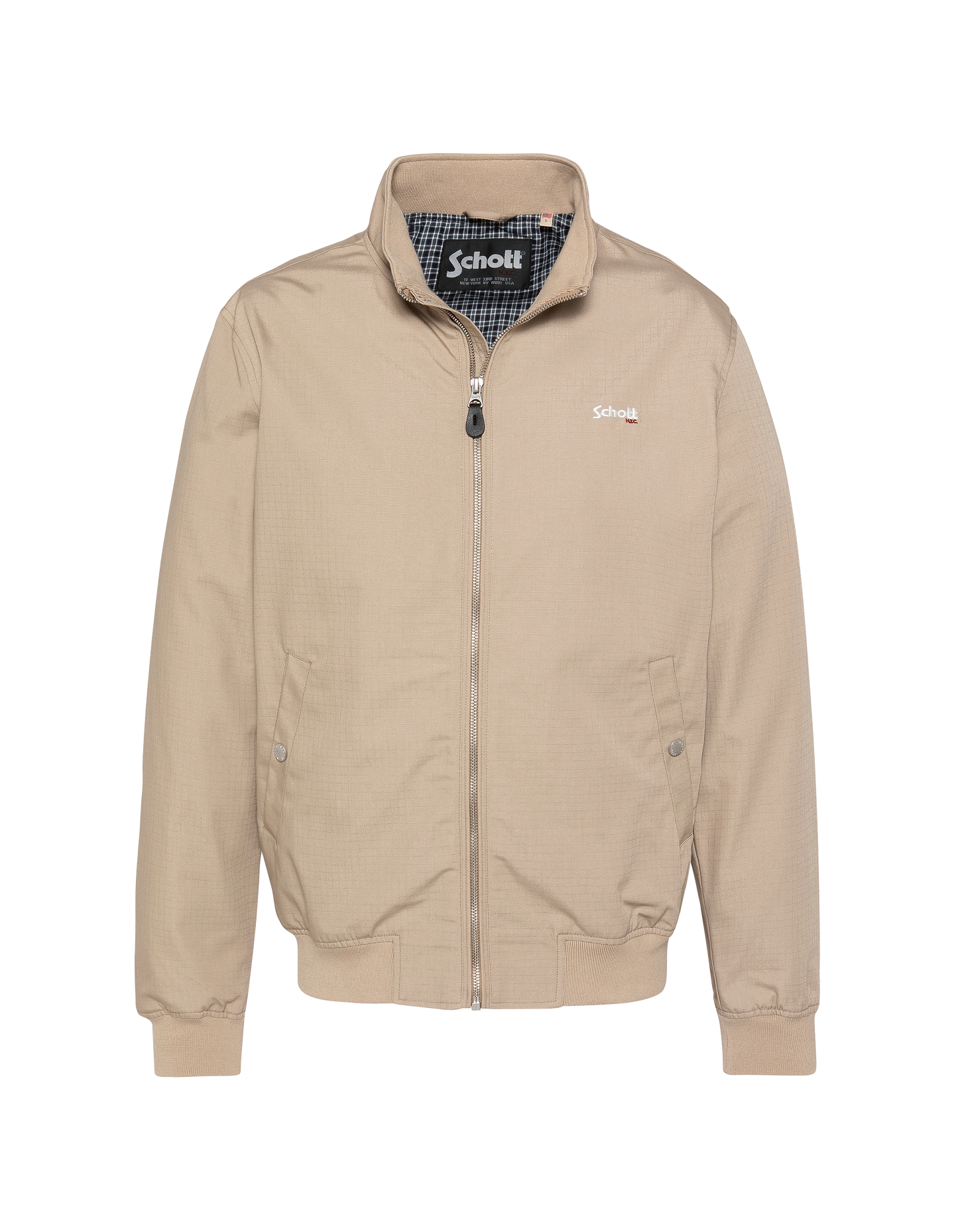 Blouson casual beige avec doublure à carreaux
