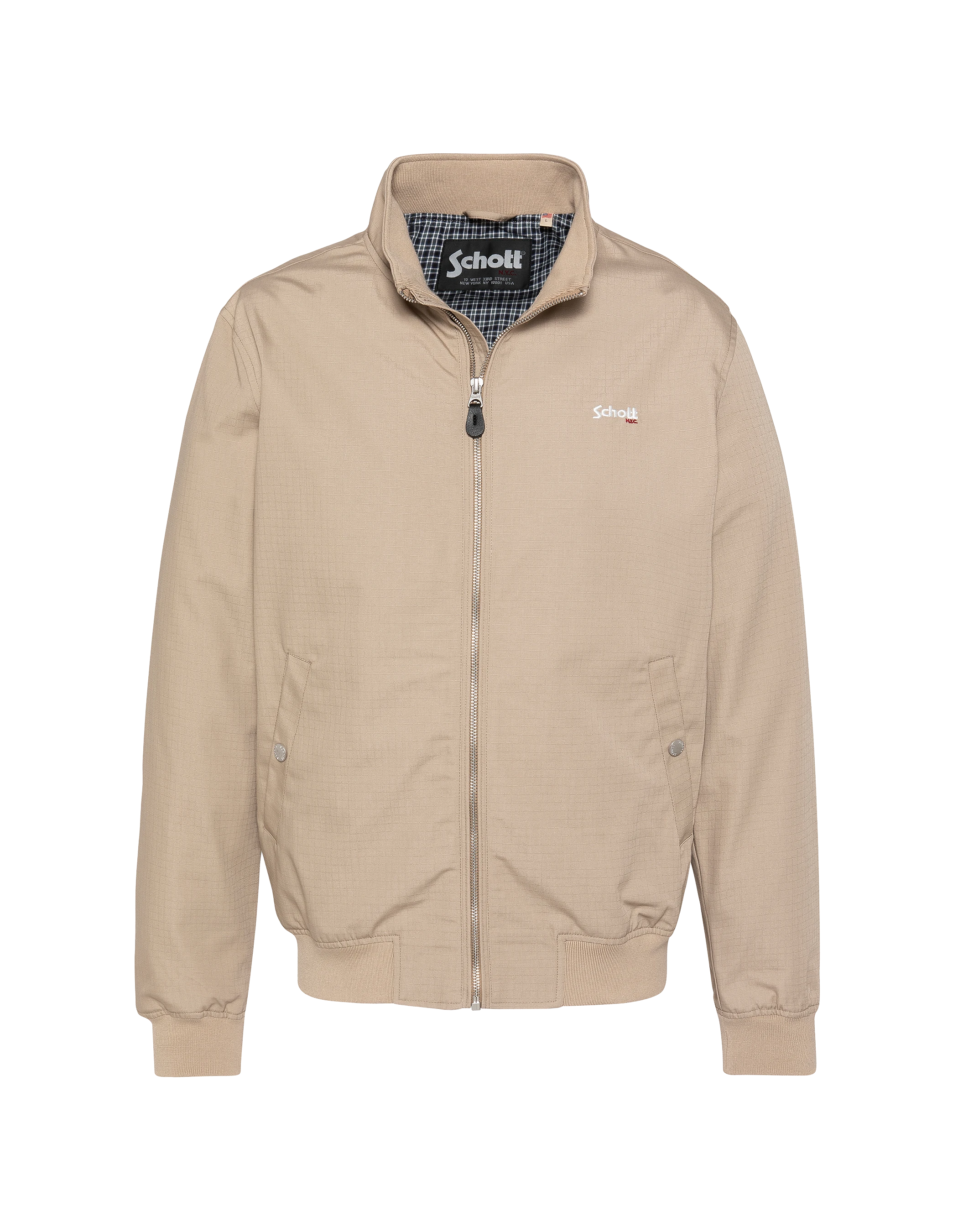 Blouson casual beige avec doublure à carreaux-1
