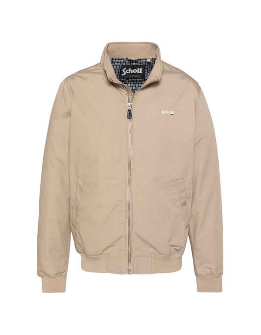 Blouson casual beige avec doublure à carreaux