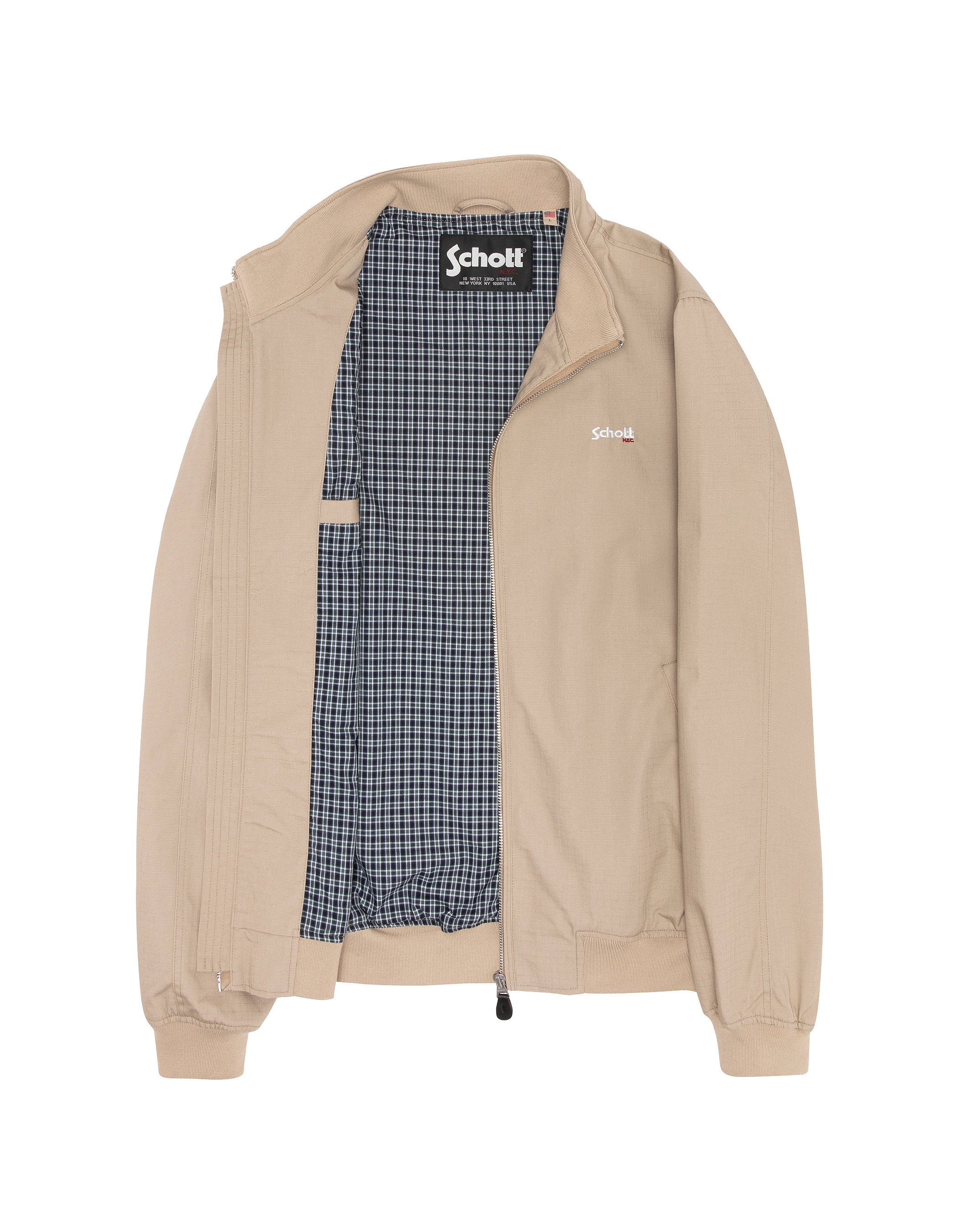 Blouson casual beige avec doublure à carreaux-4