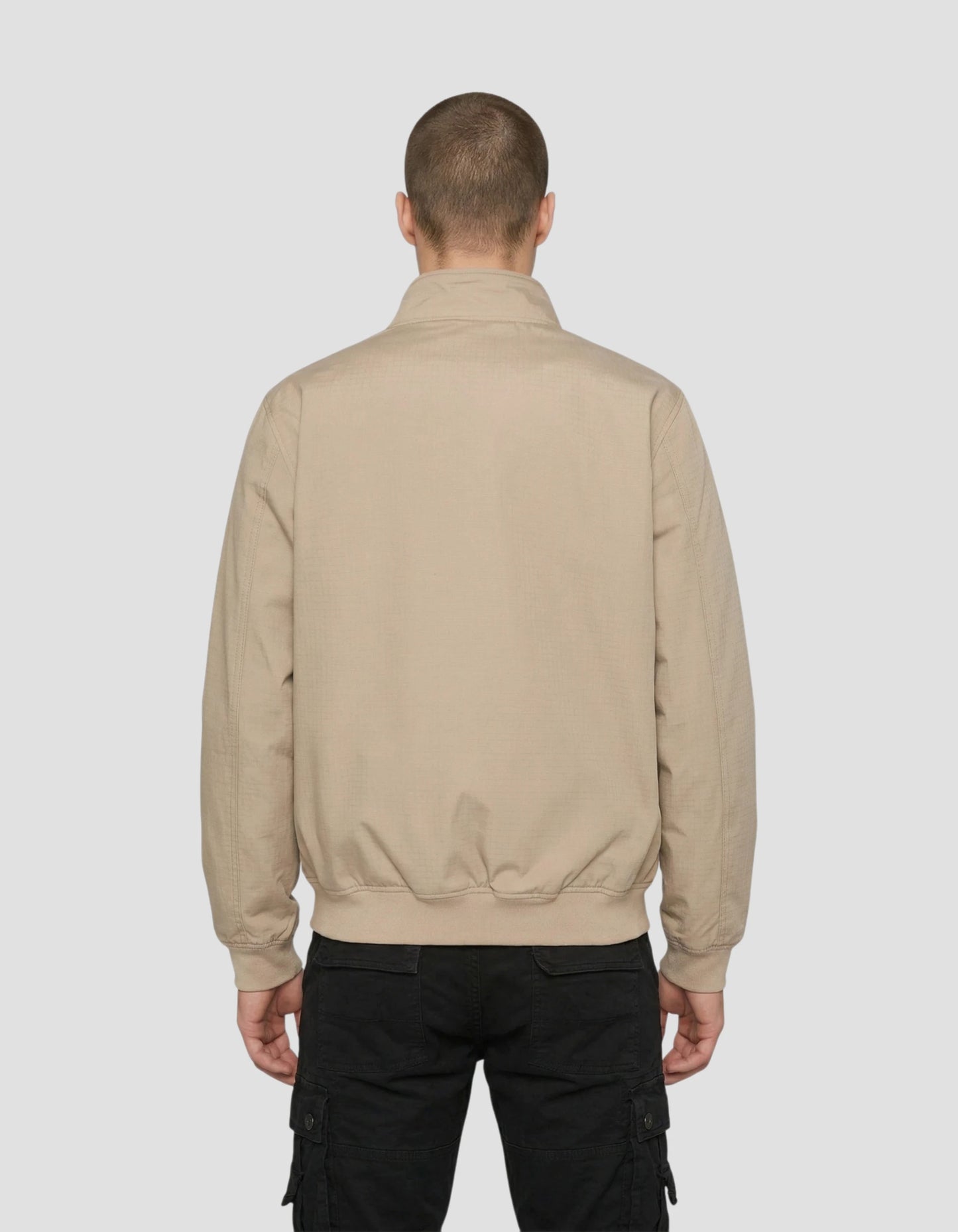 Beige casual jacket with checked lining