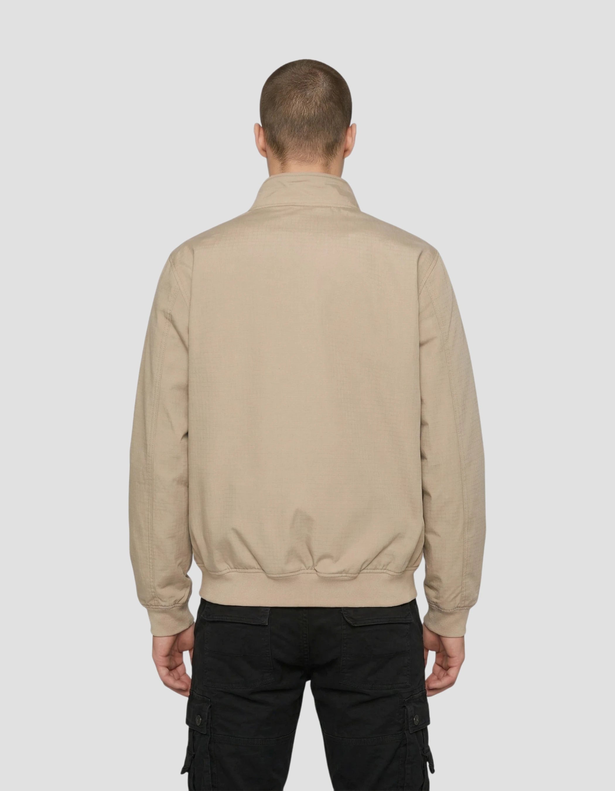 Beige casual jacket with checked lining-5