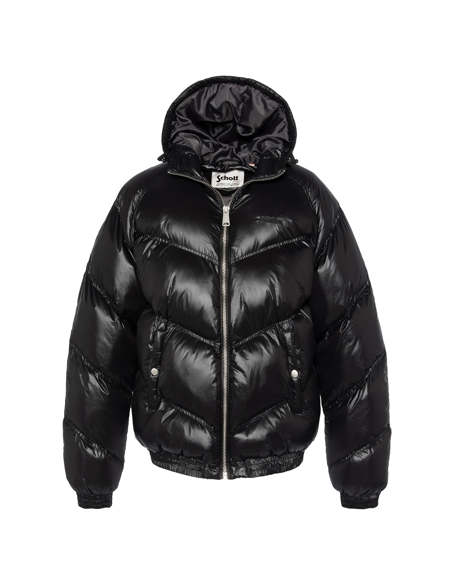 Con cappuccio nero brillante di streetwear retrò