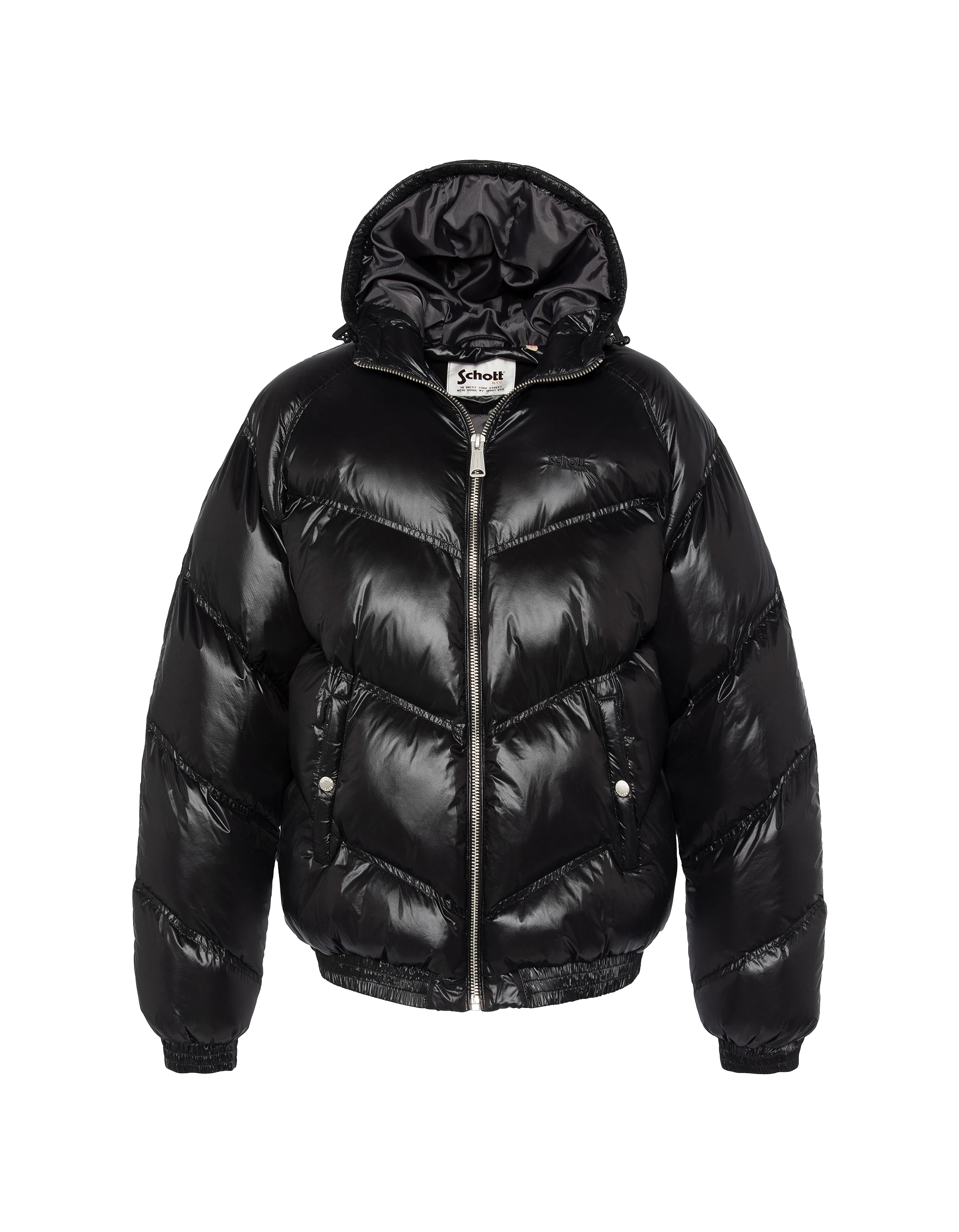 Con cappuccio nero brillante di streetwear retrò-2