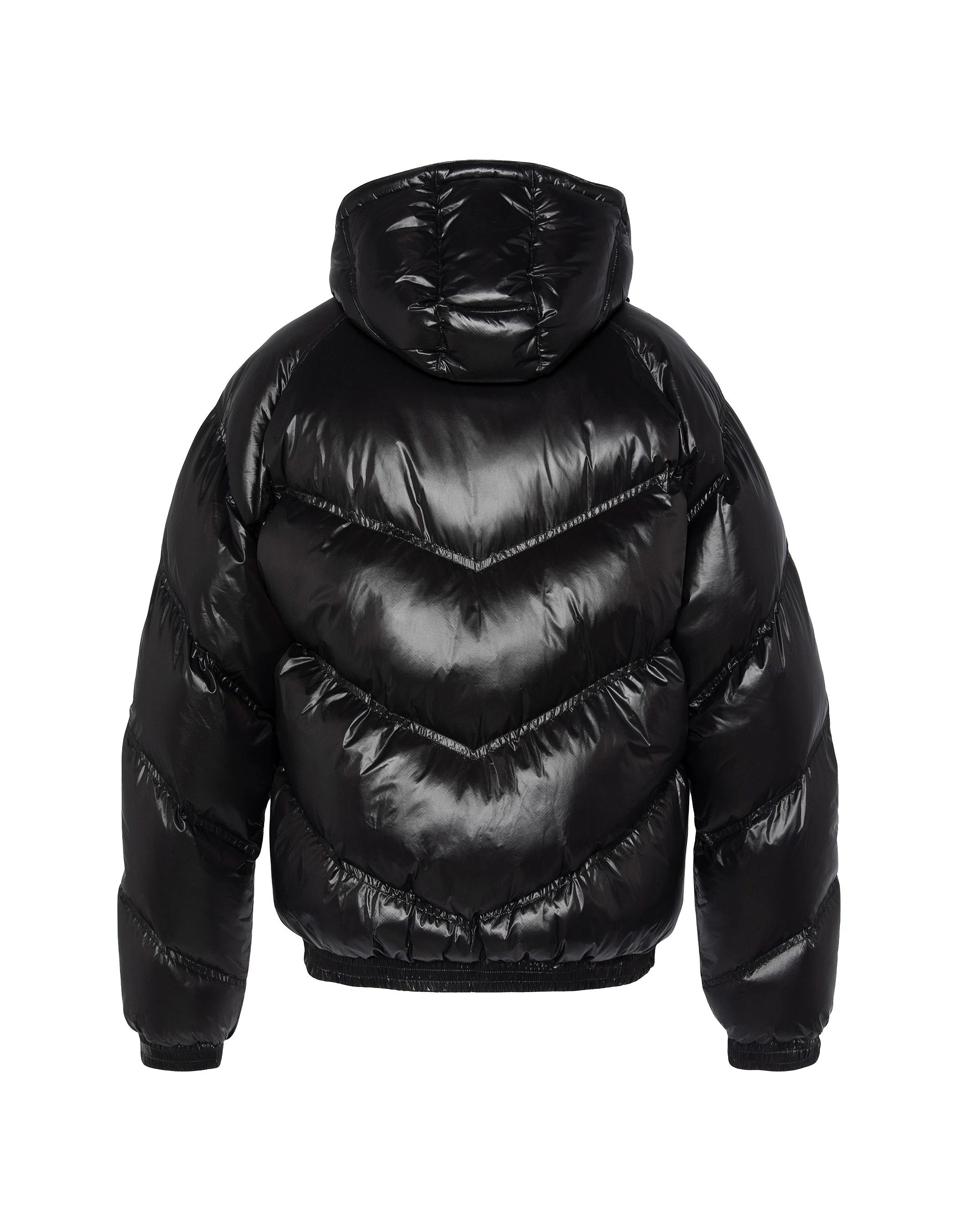 Con cappuccio nero brillante di streetwear retrò-7