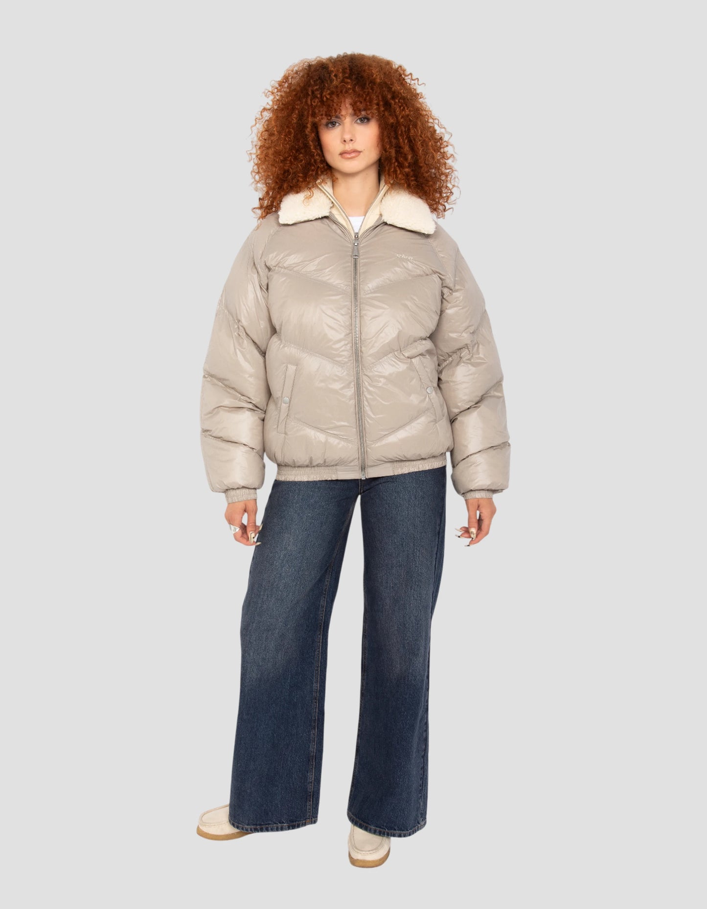 Retro Streetwear Shiny Beige