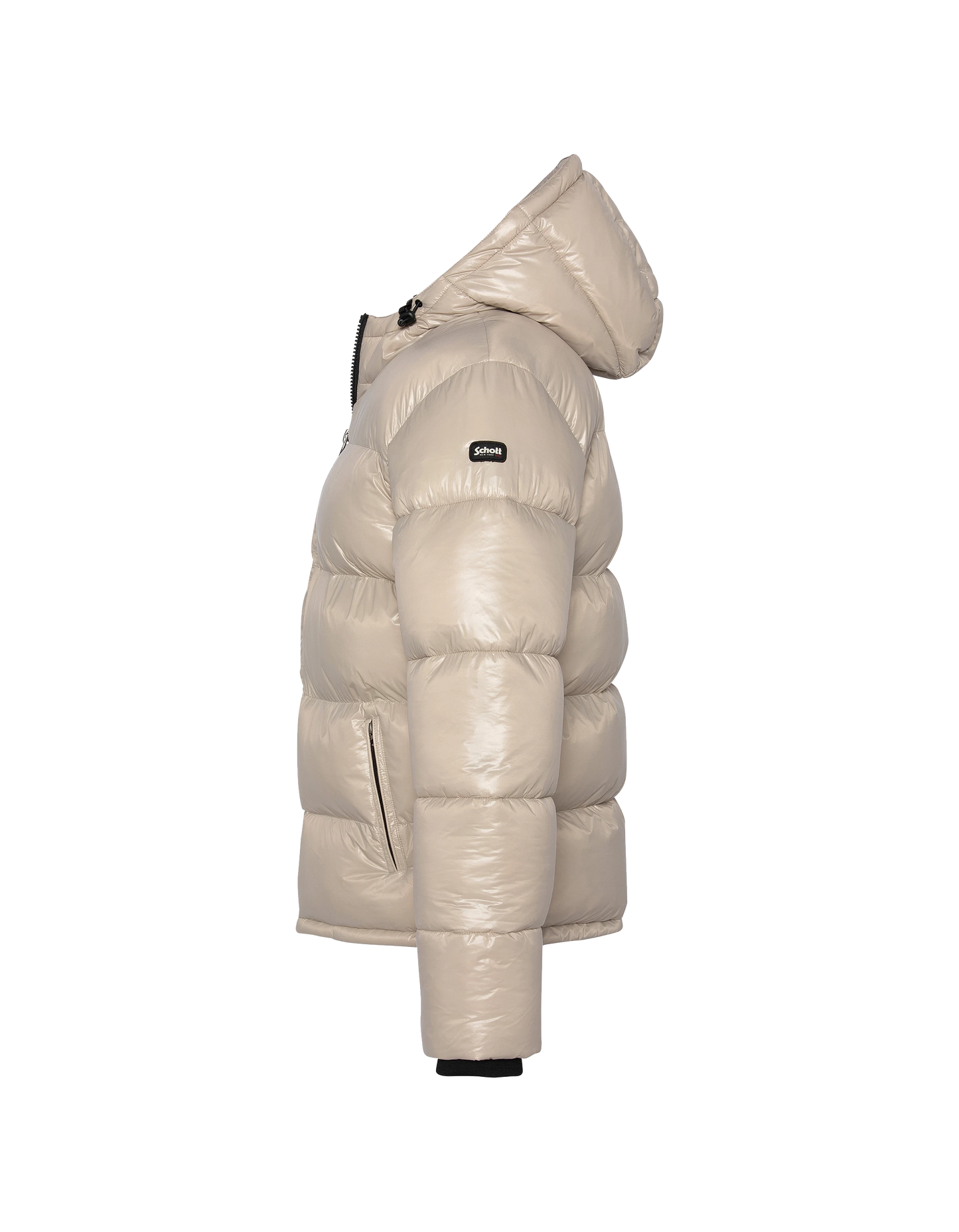 Doudoune beige à capuche shiny