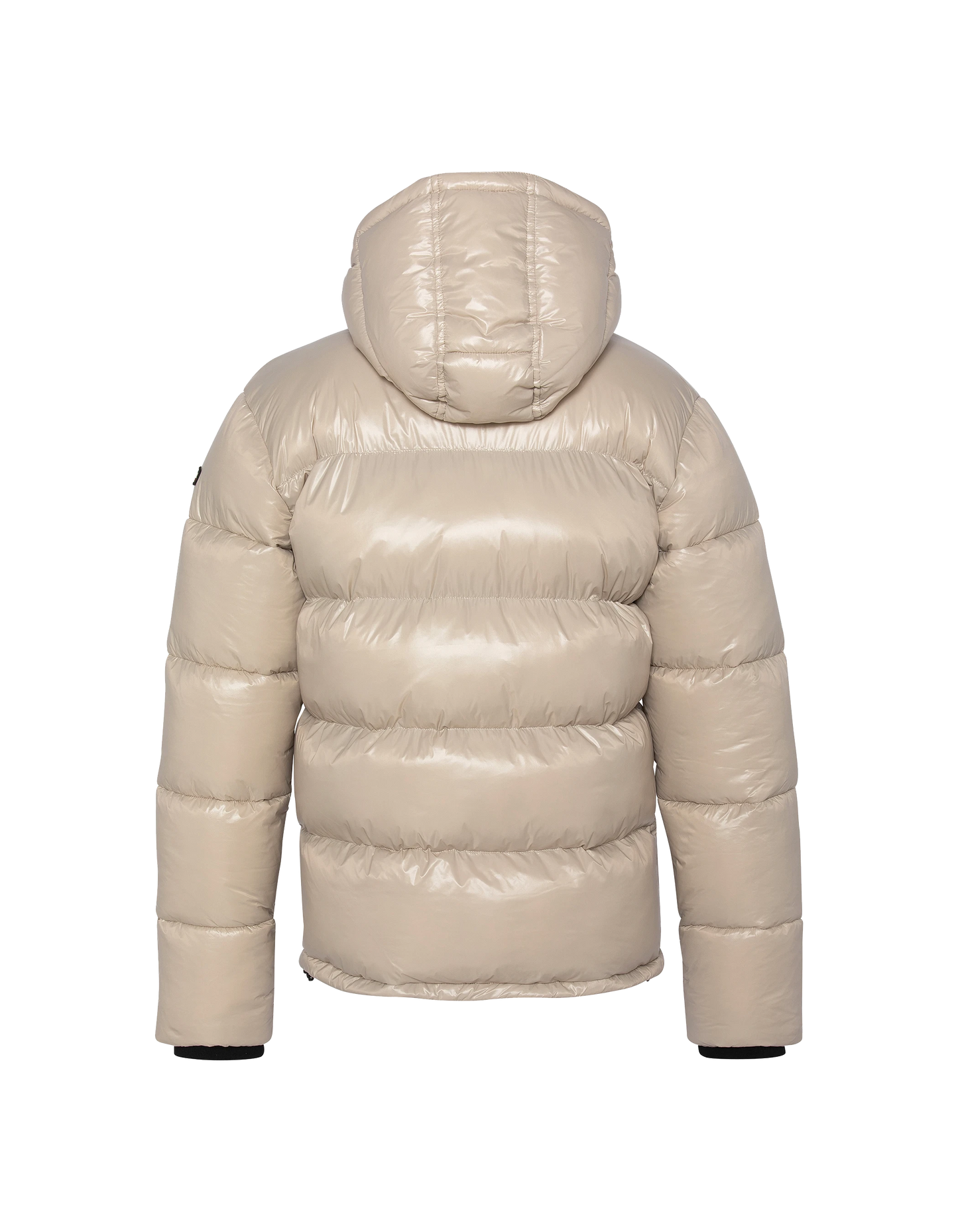 Chaqueta beige con capucha brillante