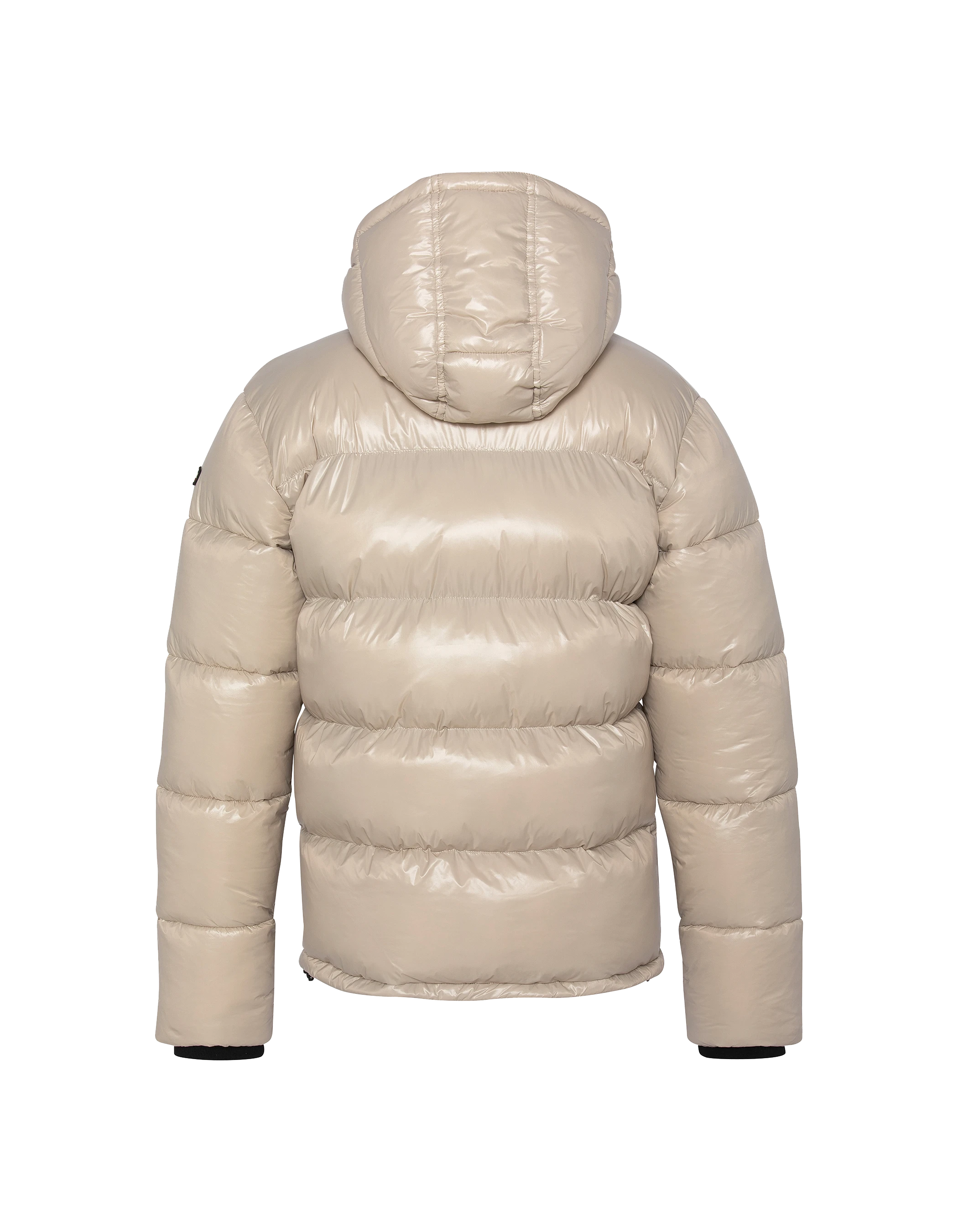 Chaqueta beige con capucha brillante-8