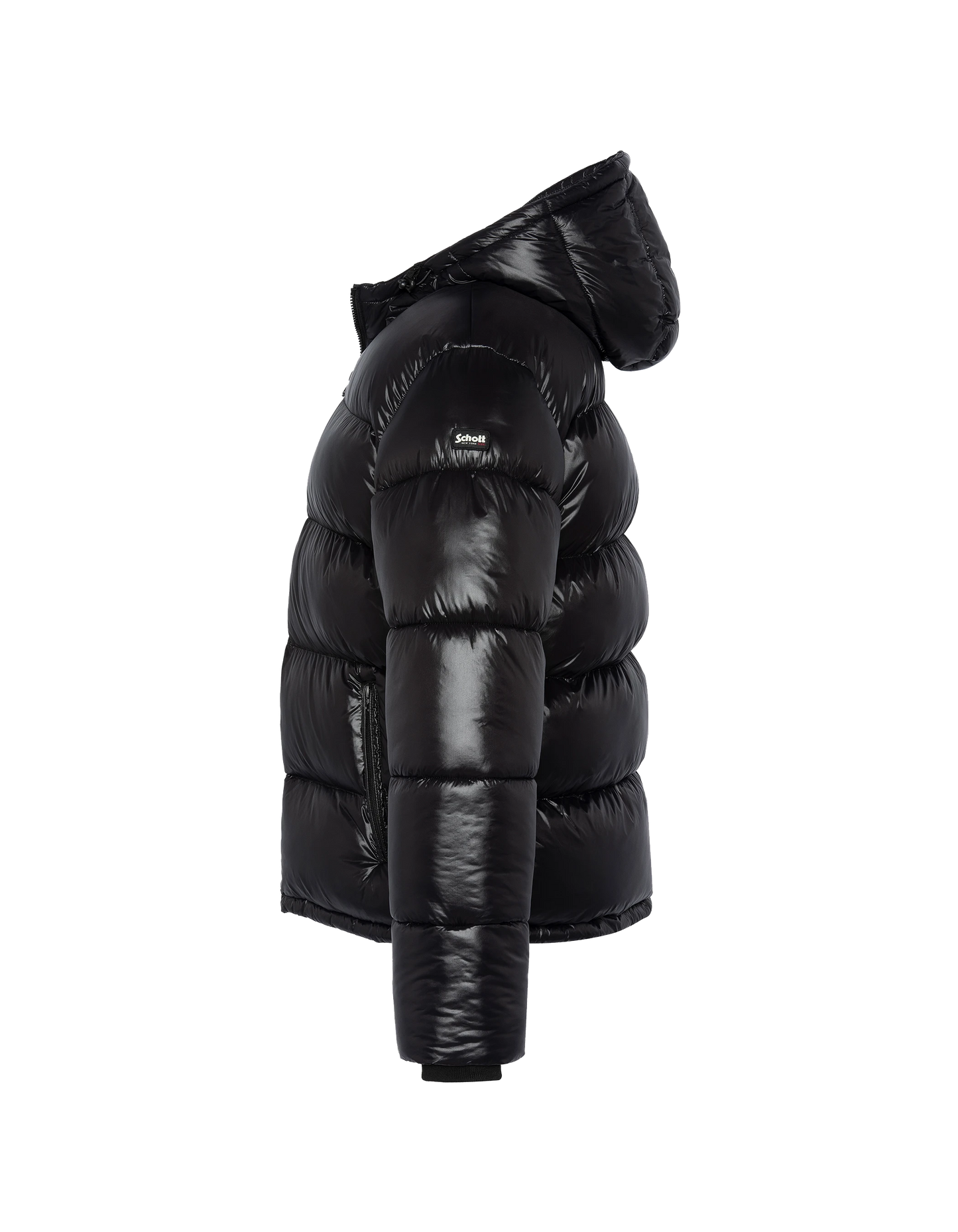 Schwarze glänzende Kapuzenjacke