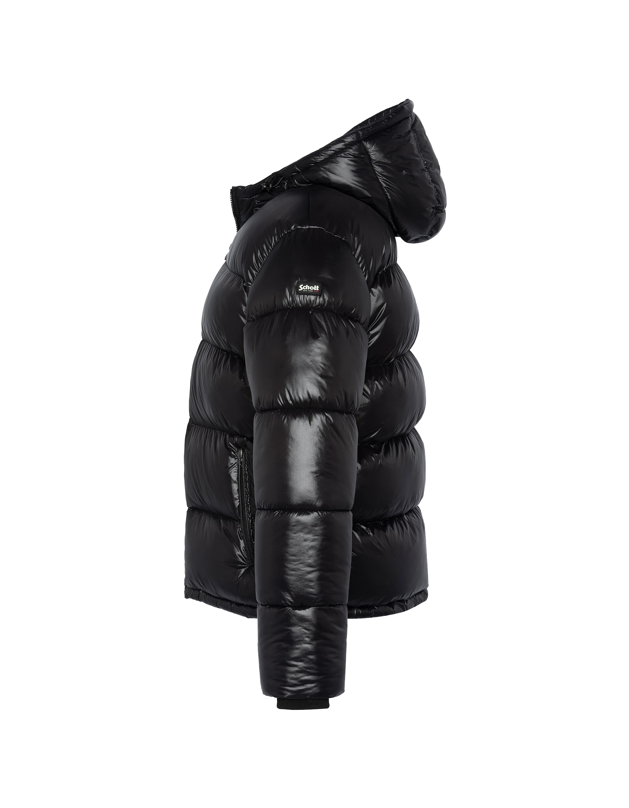 Schwarze glänzende Kapuzenjacke-3