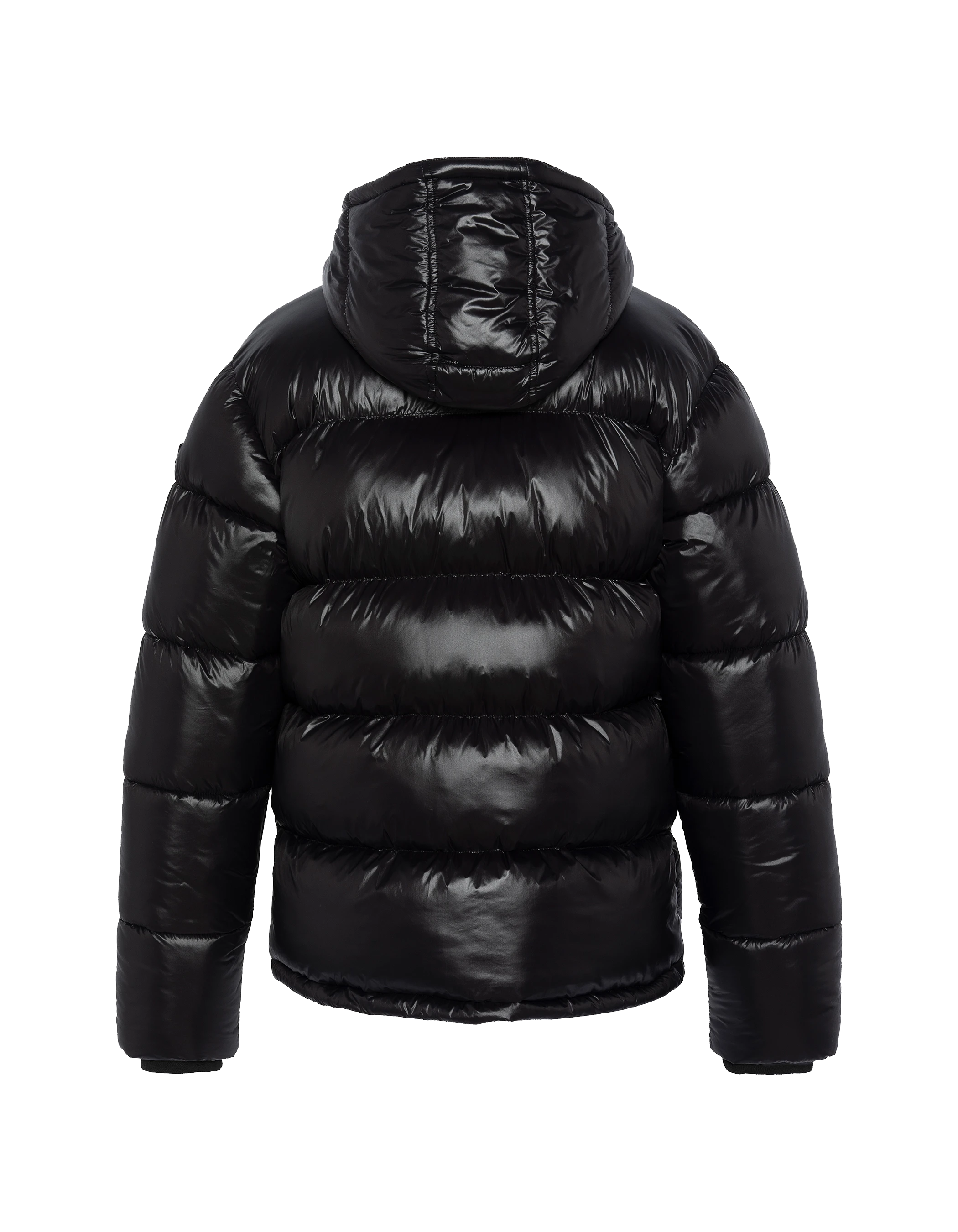 Schwarze glänzende Kapuzenjacke-2