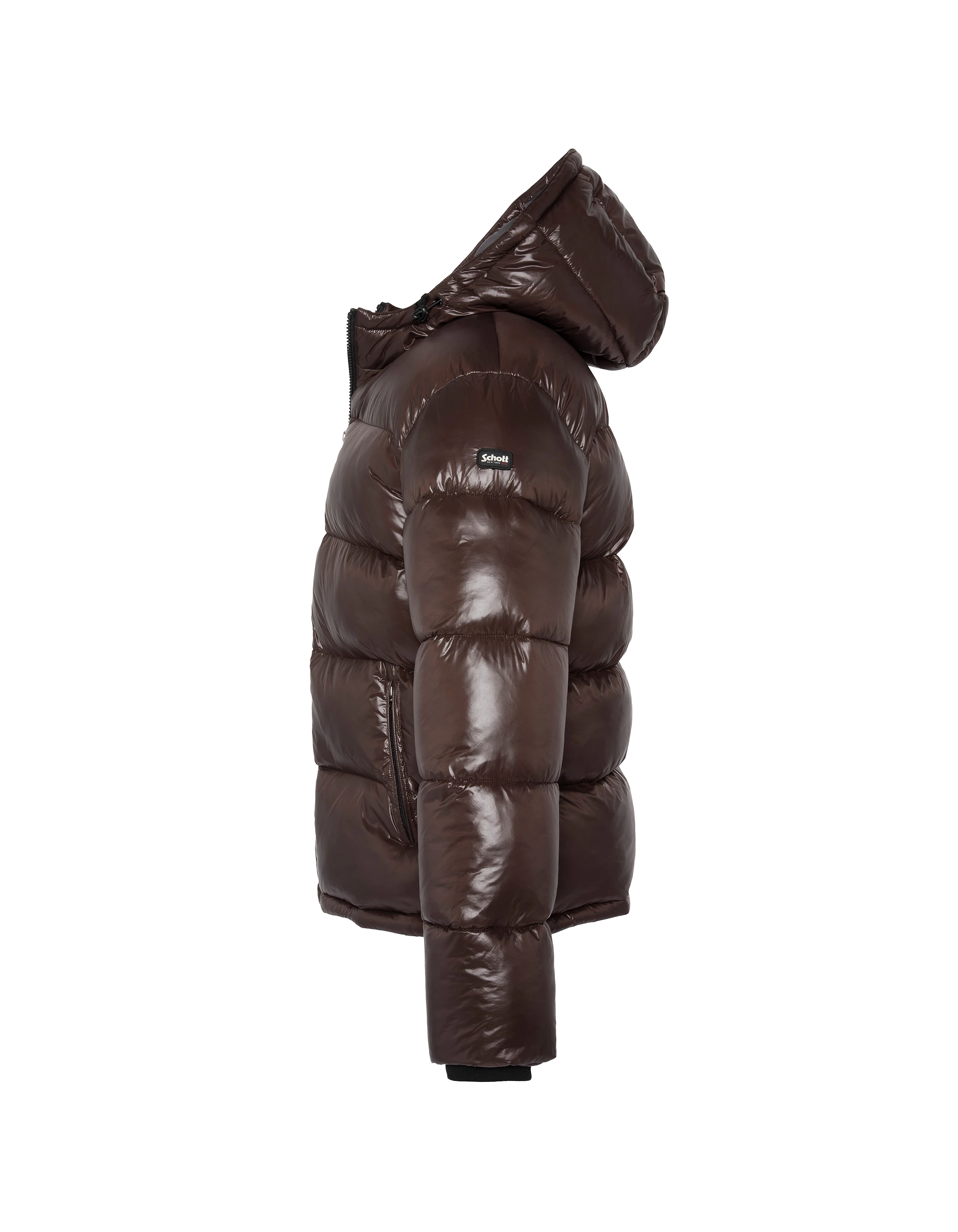 Doudoune marron à capuche shiny-3