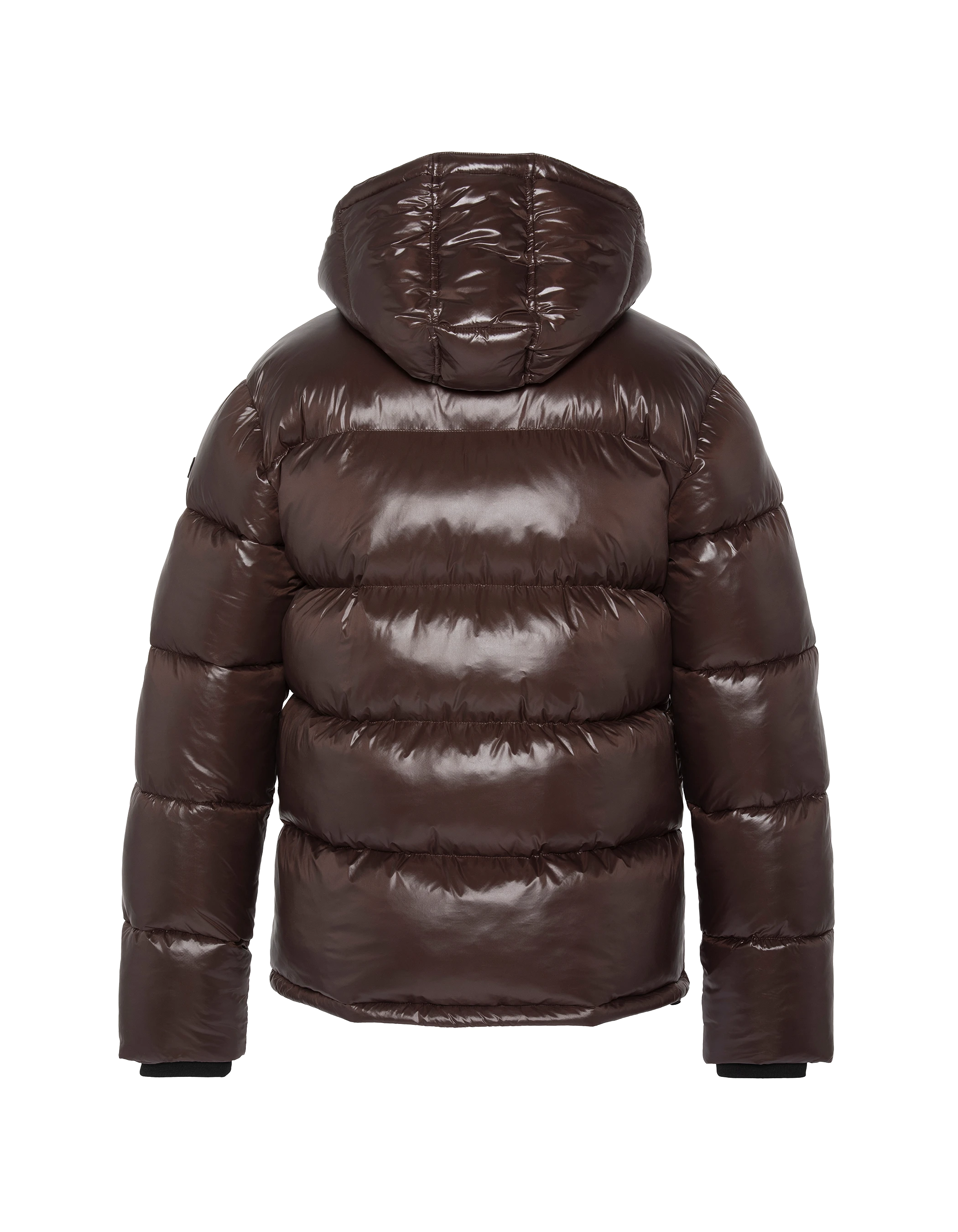 Doudoune marron à capuche shiny-2
