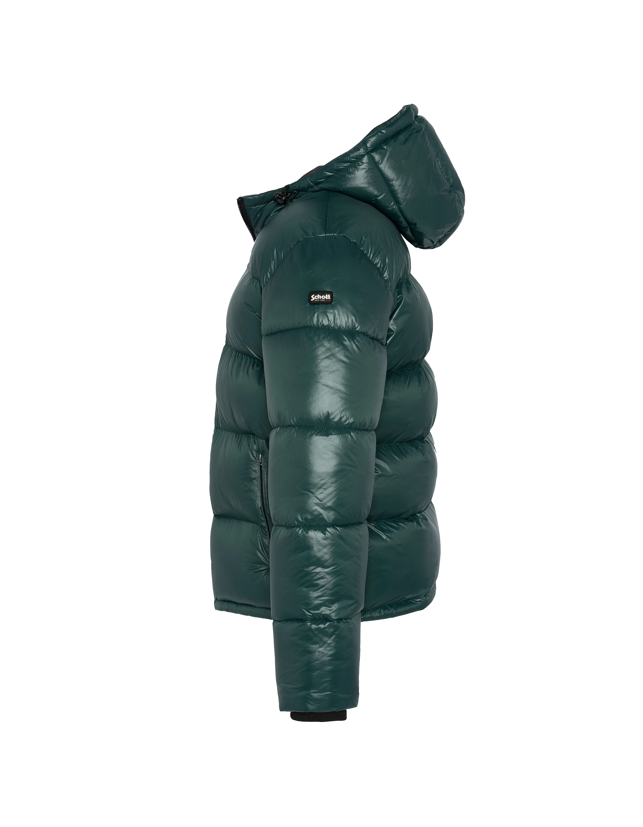 Doudoune vert forêt à capuche shiny-3