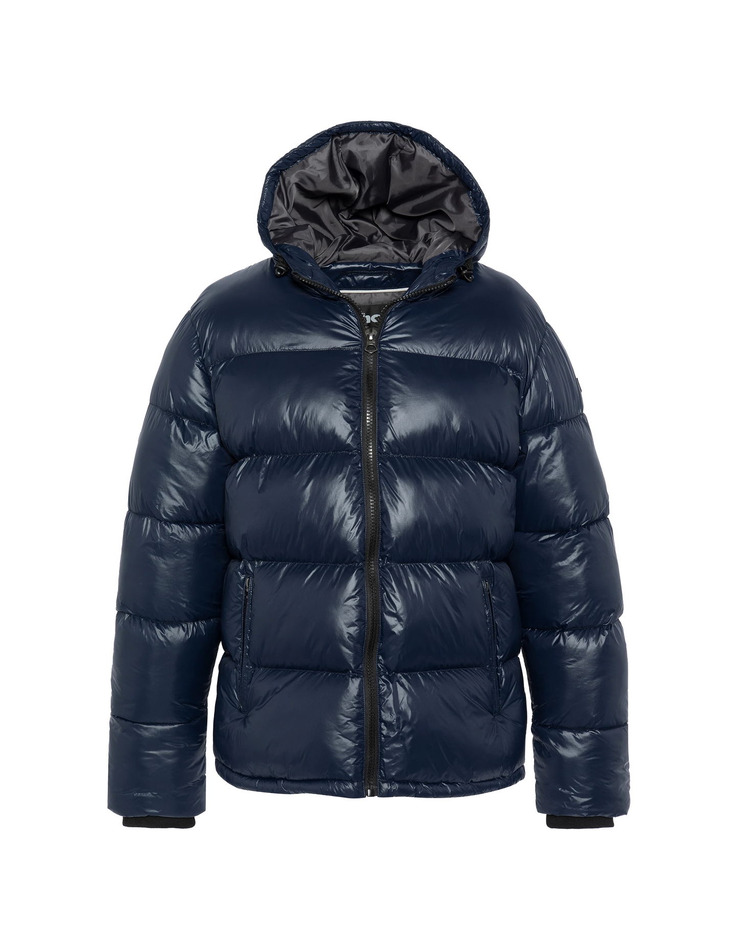Doudoune bleu marine à capuche shiny