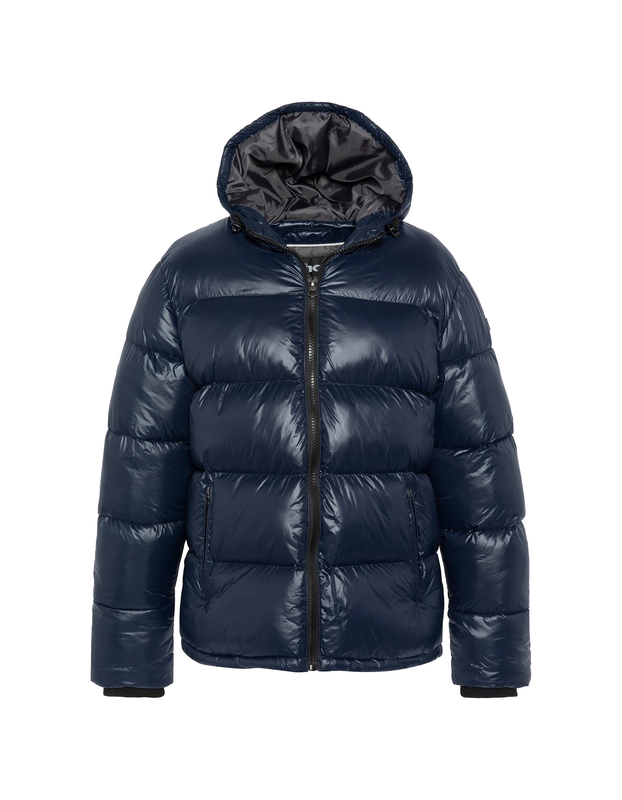 Doudoune bleu marine à capuche shiny-1