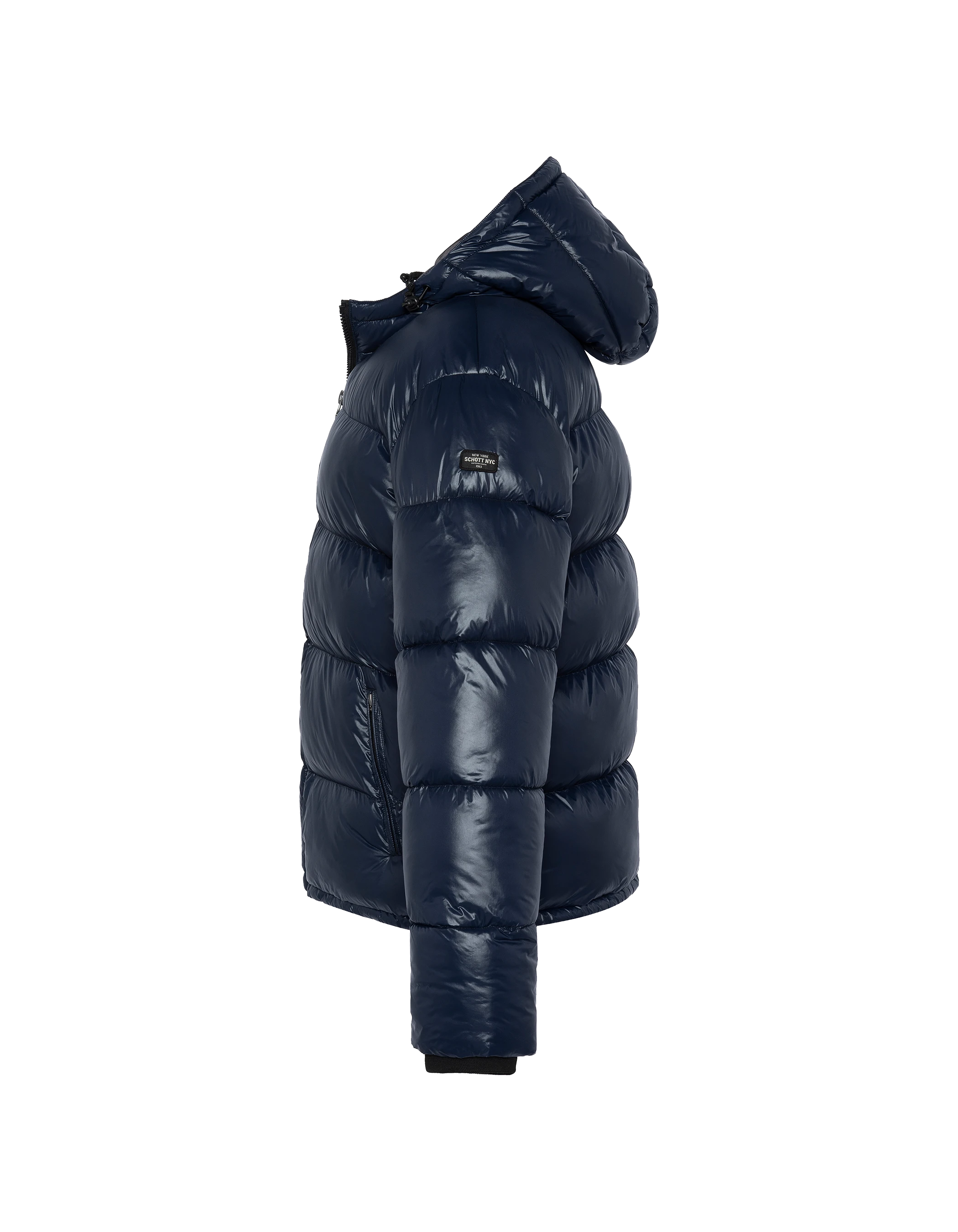 Doudoune bleu marine à capuche shiny-3