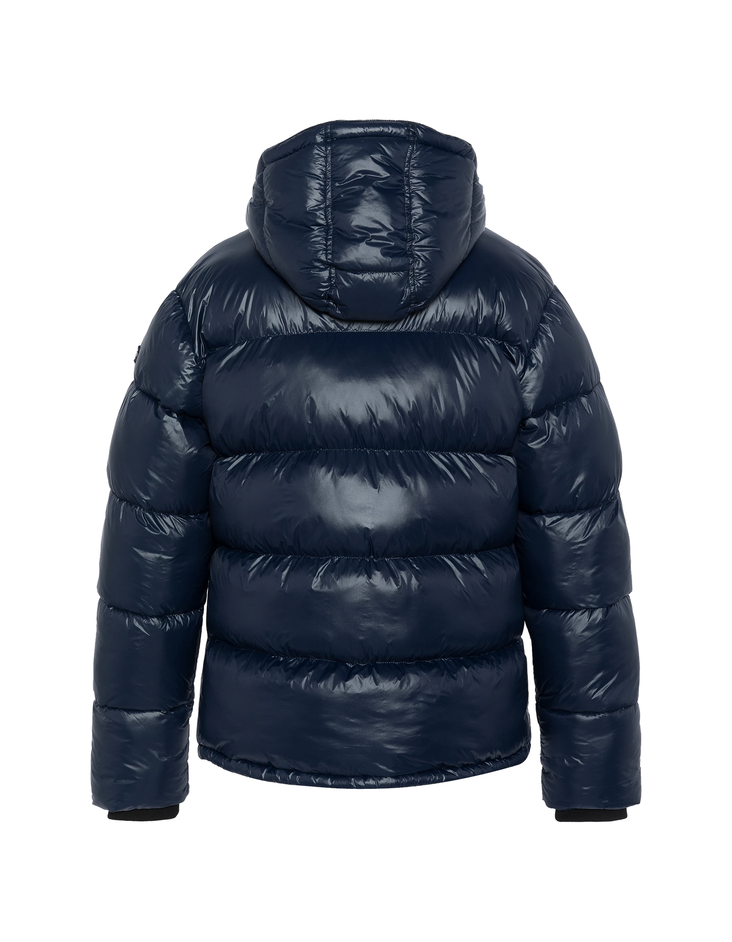 Doudoune bleu marine à capuche shiny