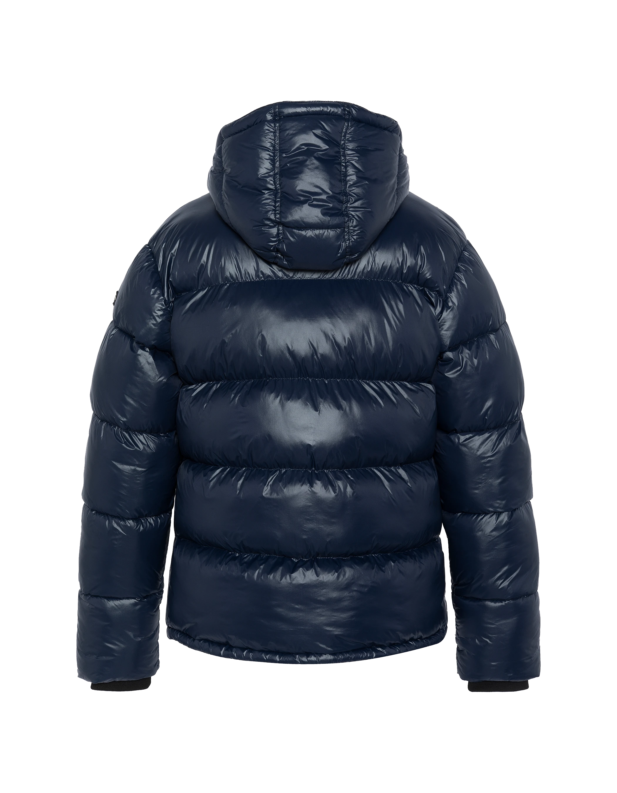 Doudoune bleu marine à capuche shiny-2