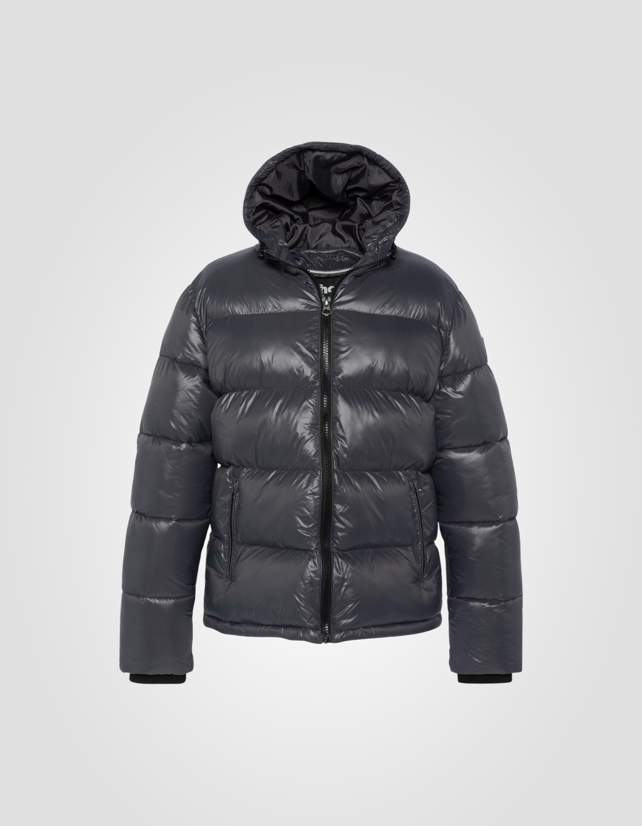 Chaqueta antracita con capucha brillante-2