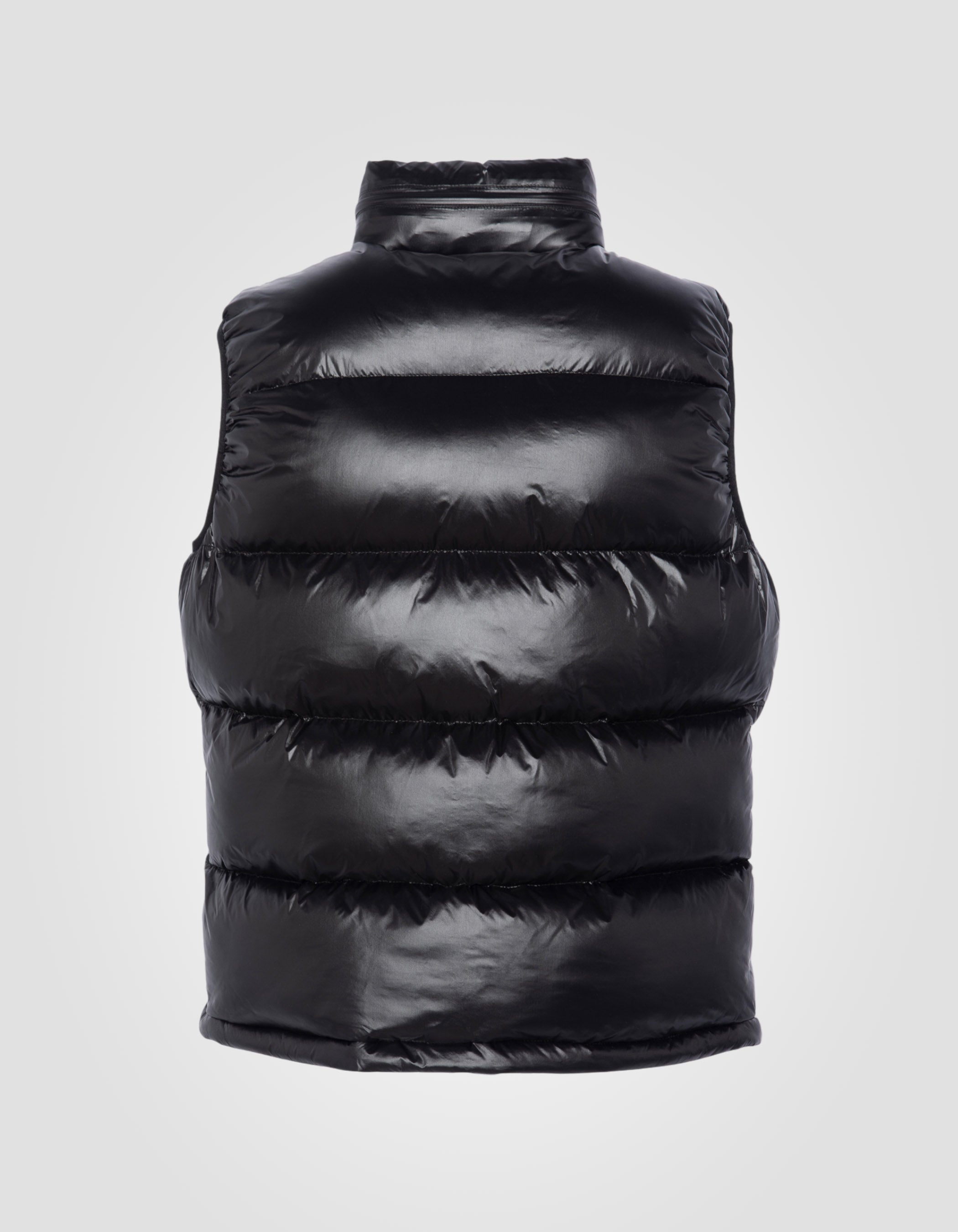 Giacca nera senza maniche lucida-8