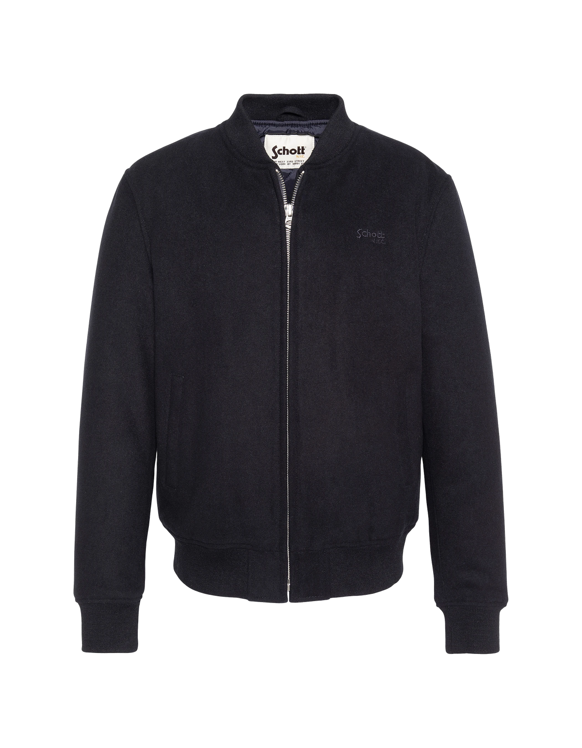 Blouson bleu marine en laine mélangée