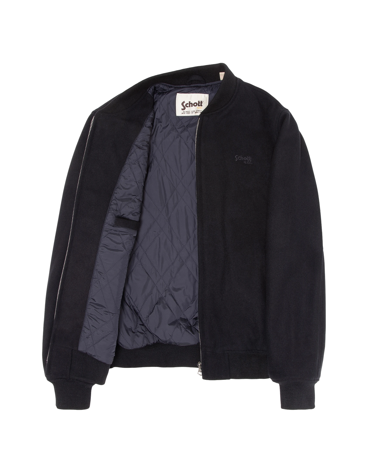 Blouson bleu marine en laine mélangée