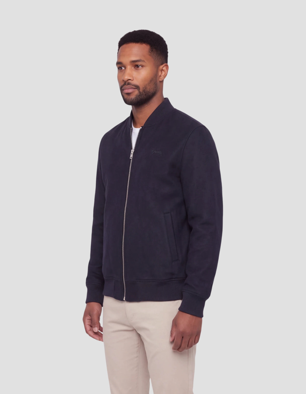 Blouson bleu marine en laine mélangée