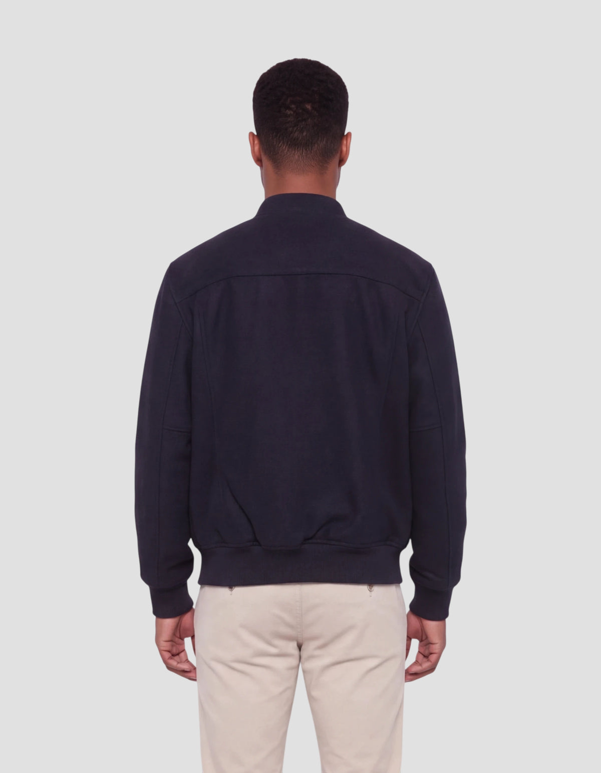 Blouson bleu marine en laine mélangée-4