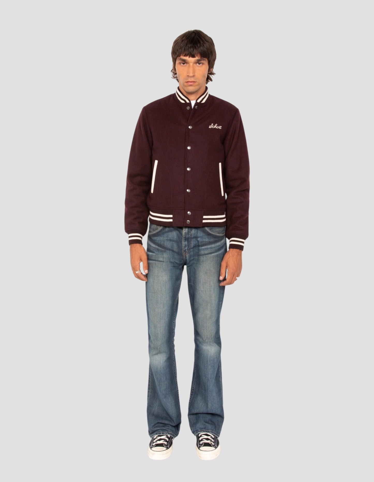 varsity jacket burgundy wool