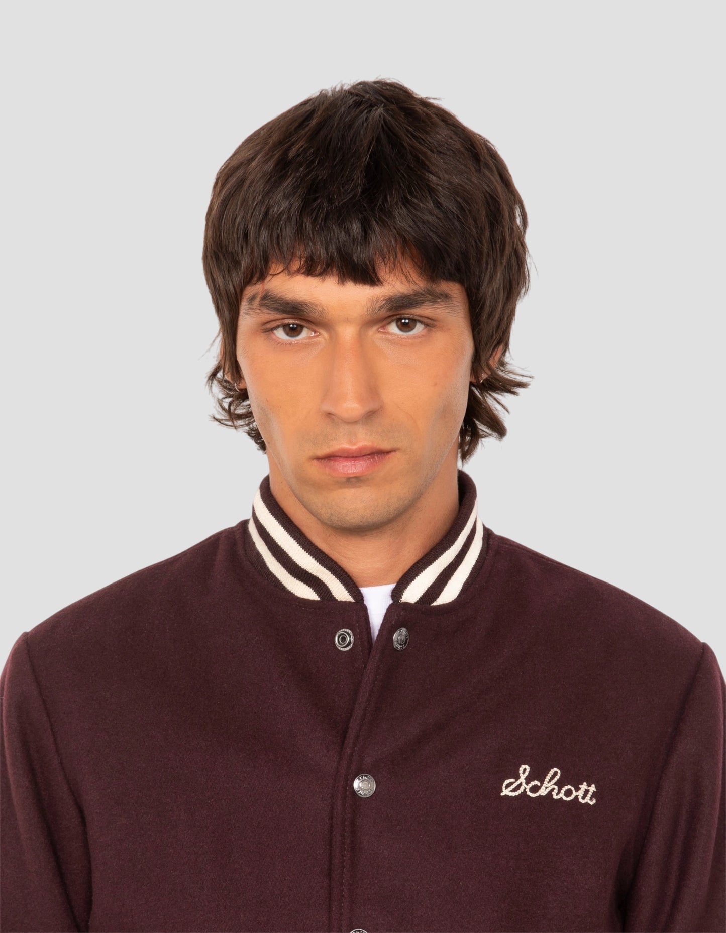 varsity jacket burgundy wool