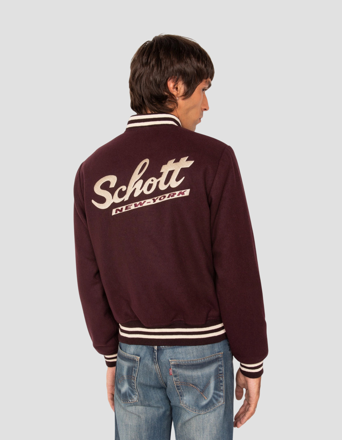 varsity jacket burgundy wool