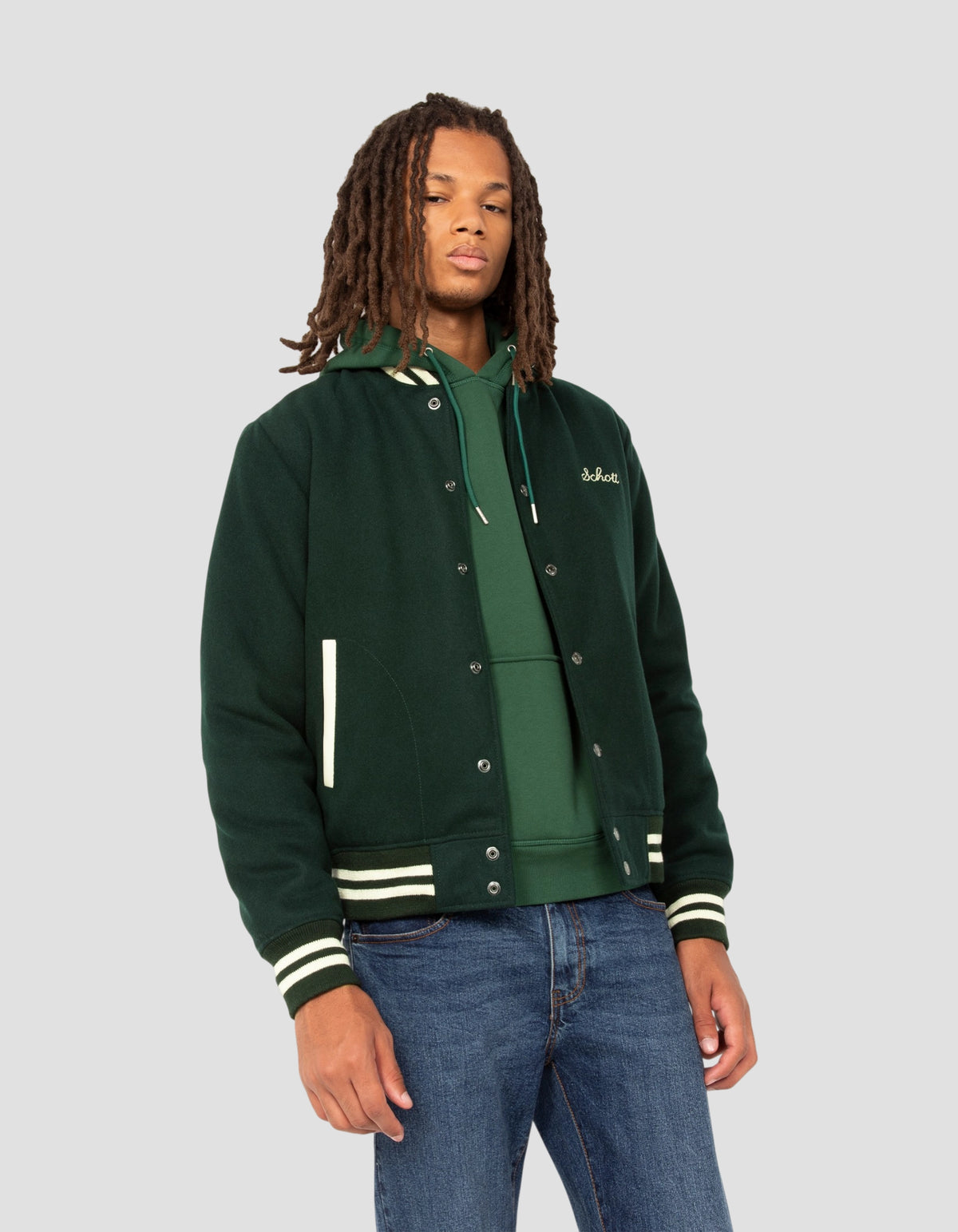 varsity jacket green wool