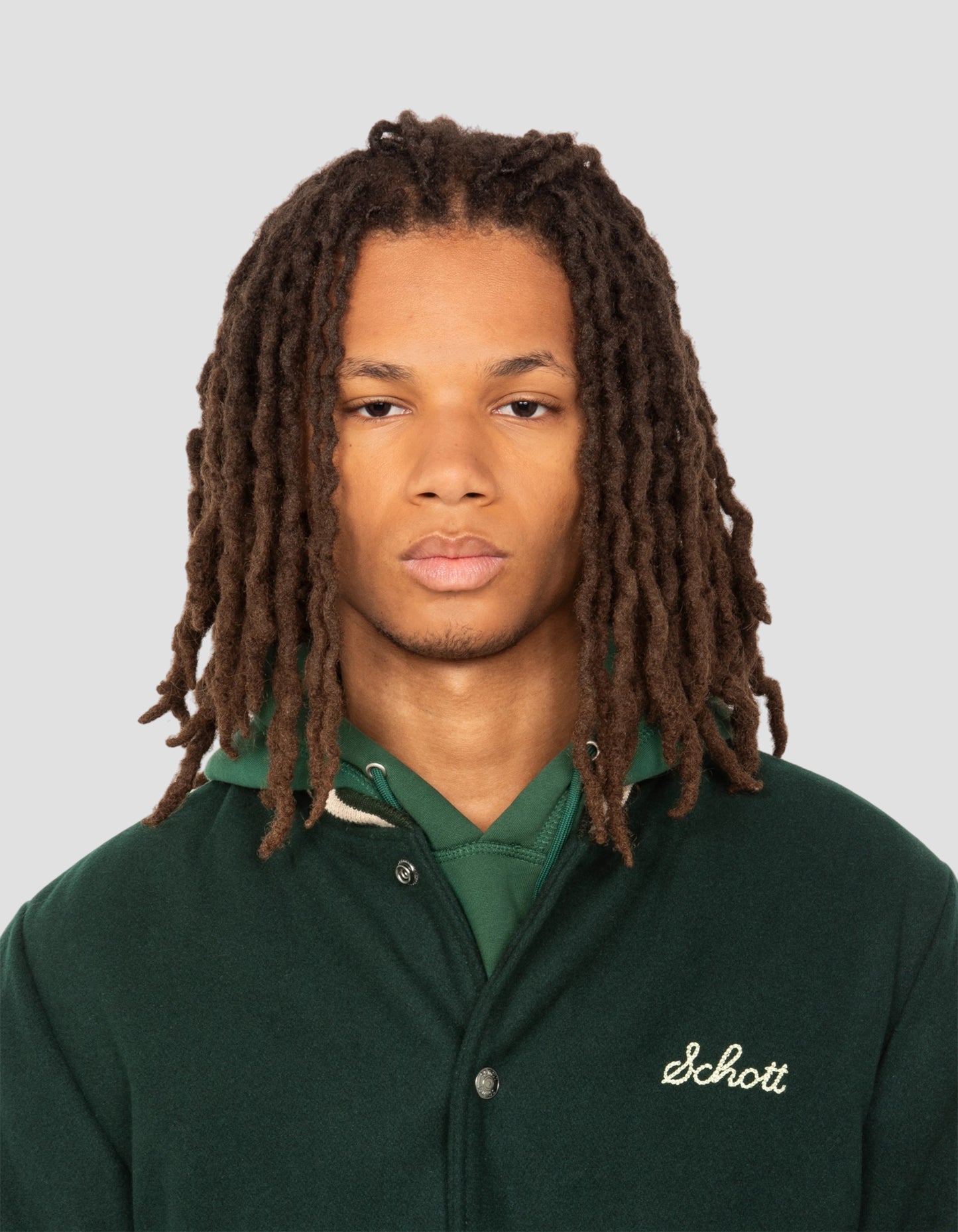 varsity jacket green wool