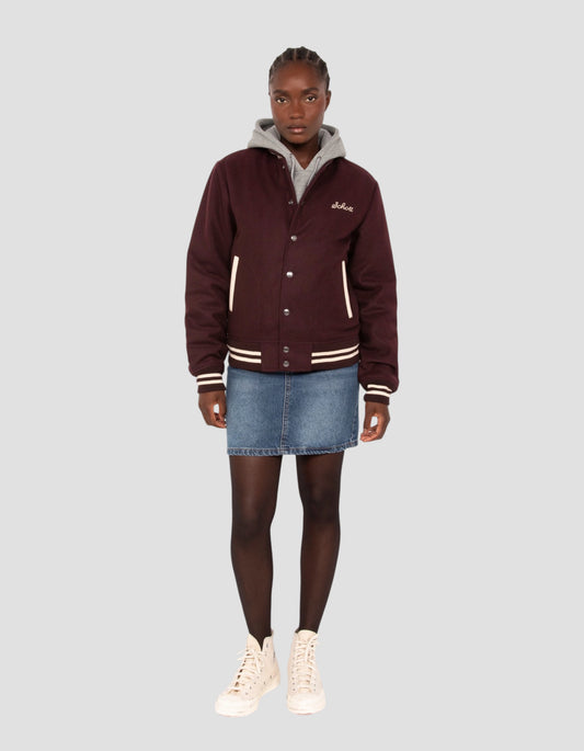Blouson teddy bordeaux en laine