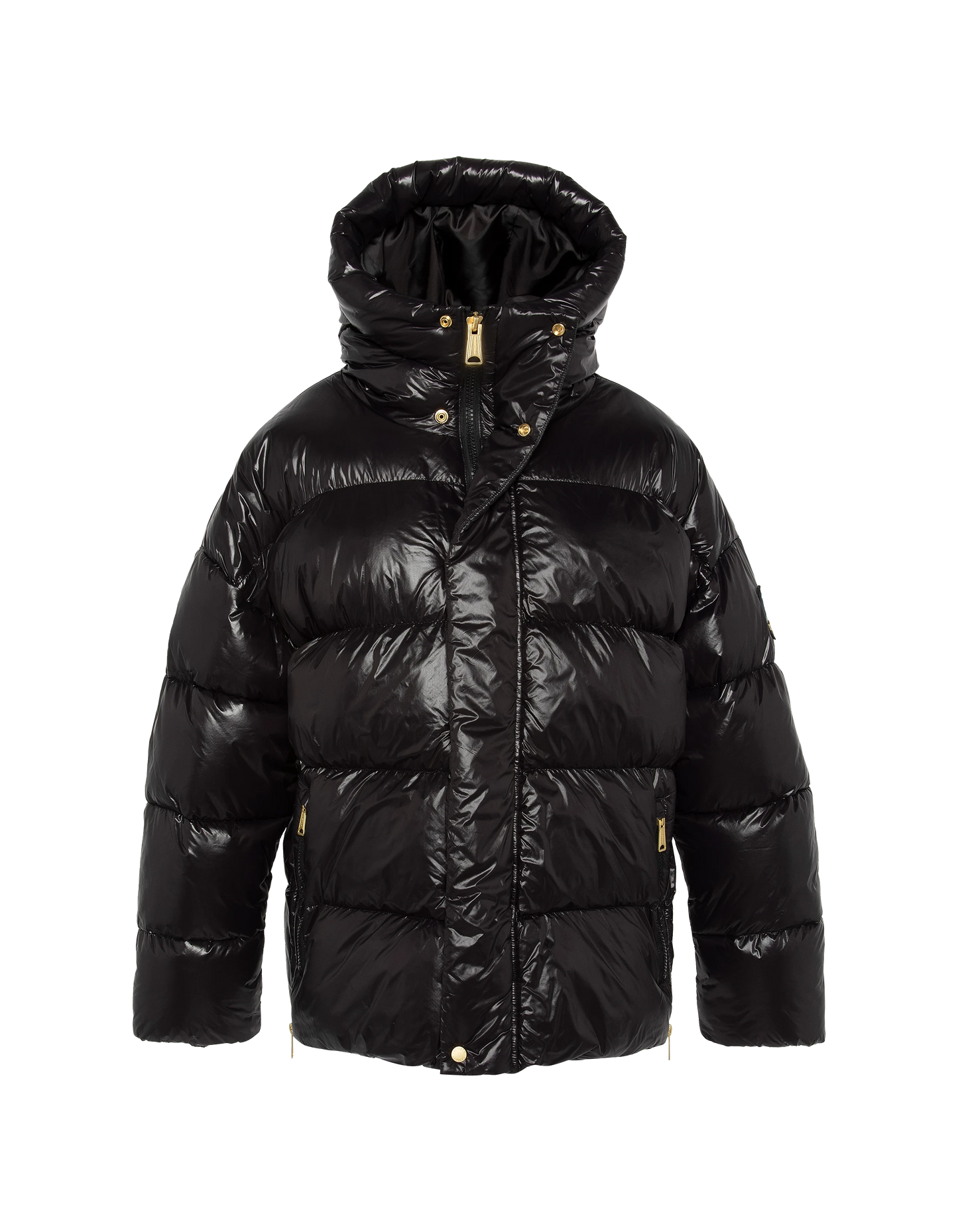 Giacca con cappuccio nero di grandi dimensioni