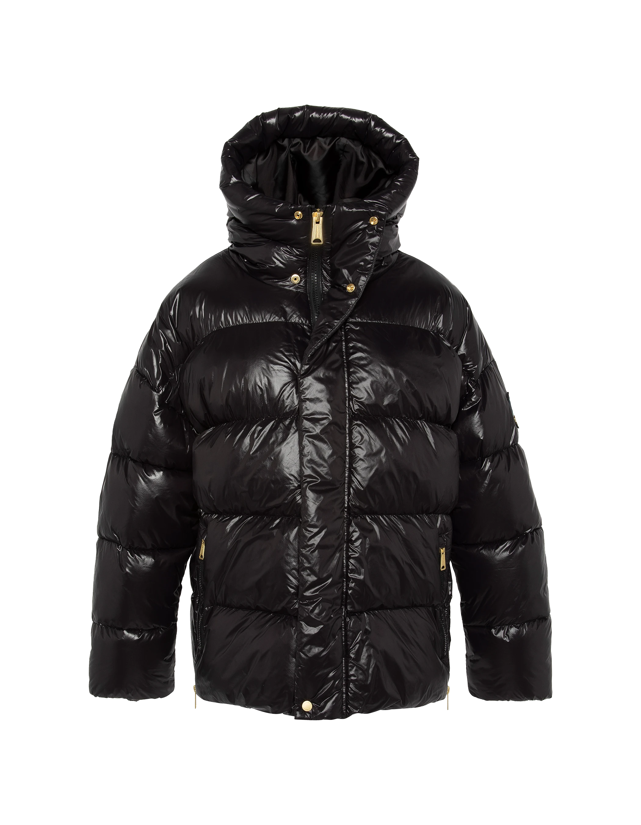 Giacca con cappuccio nero di grandi dimensioni-7