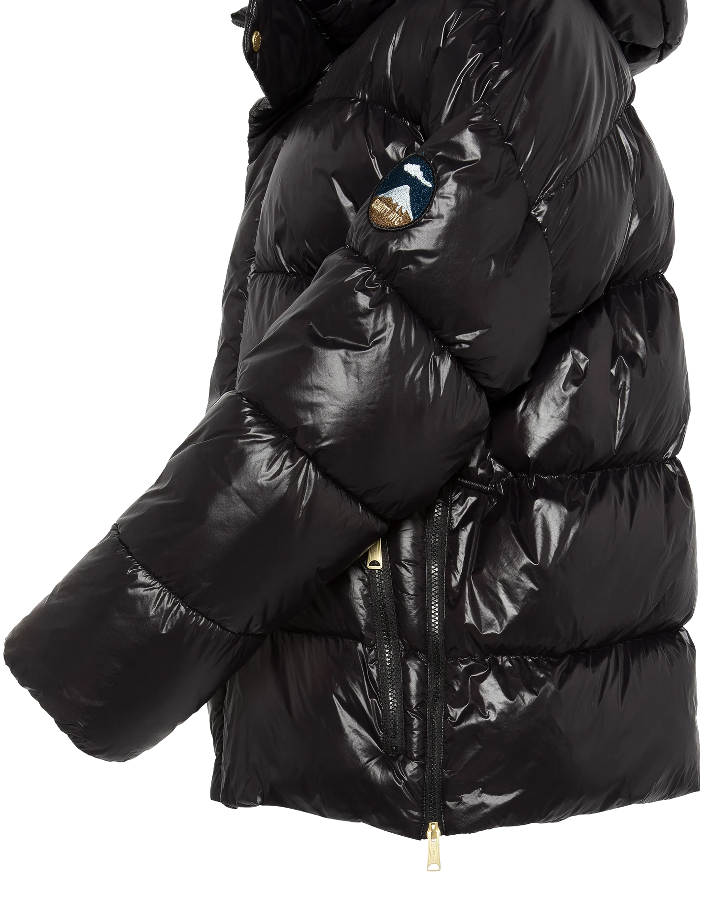 Giacca con cappuccio nero di grandi dimensioni