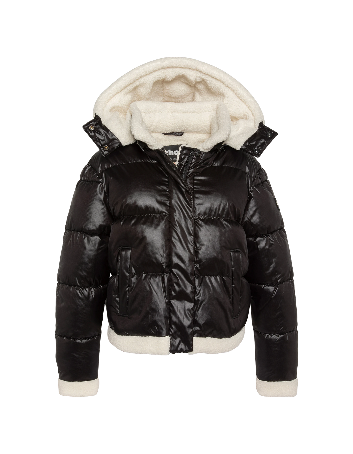 Doudoune à capuche noire doublée sherpa-2
