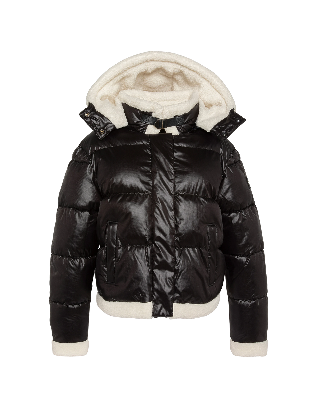 Doudoune à capuche noire doublée sherpa