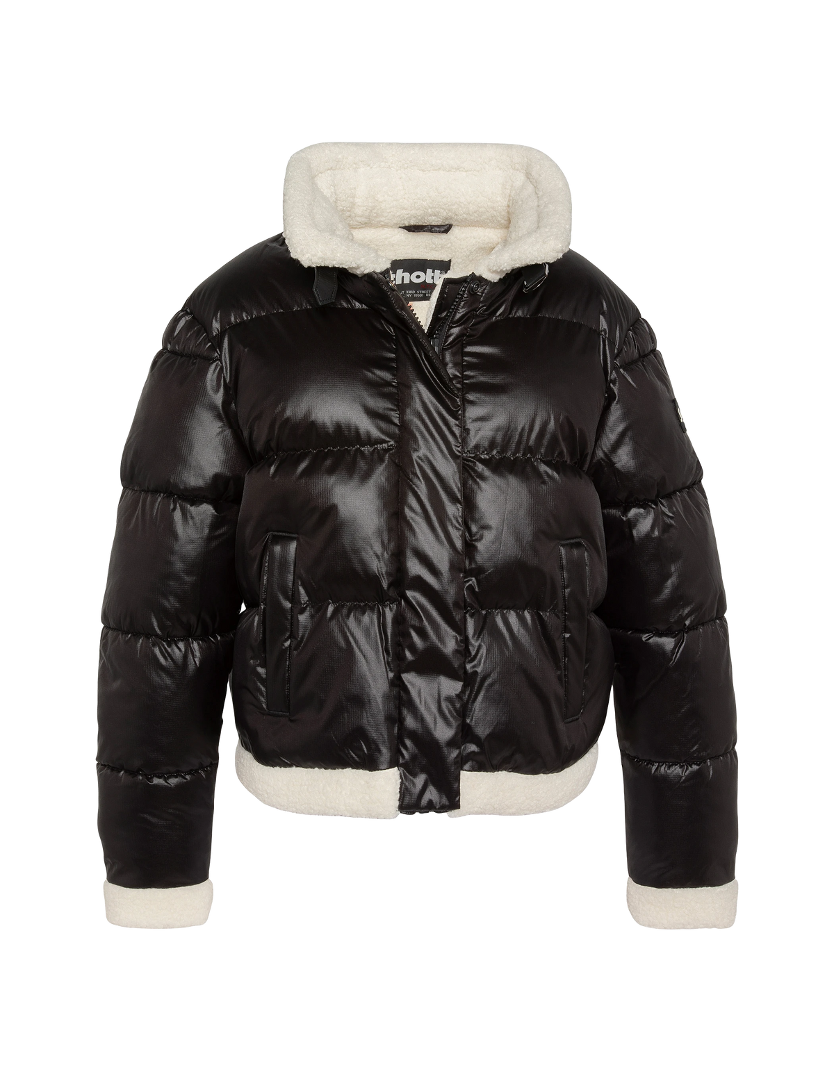 Doudoune à capuche noire doublée sherpa-6