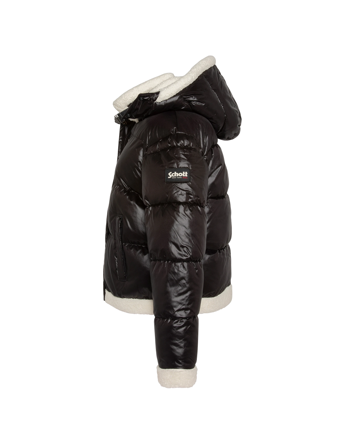 Doudoune à capuche noire doublée sherpa