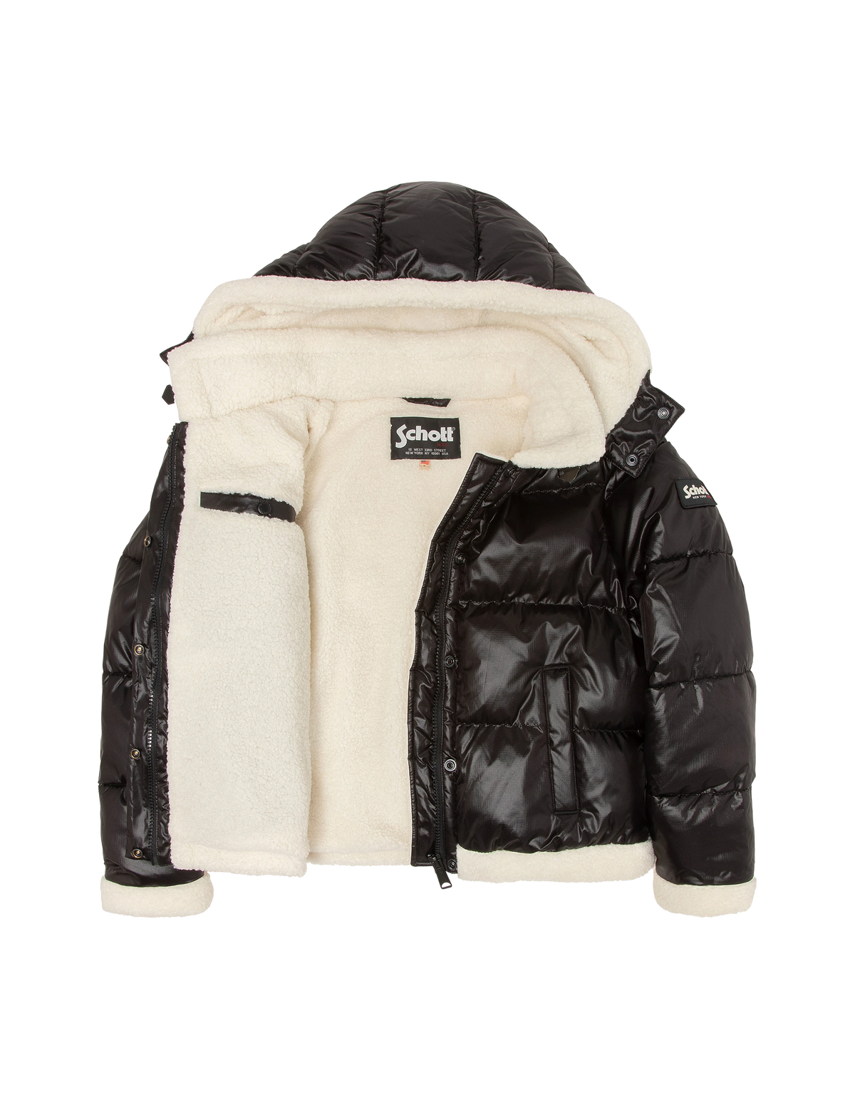 Doudoune à capuche noire doublée sherpa-8