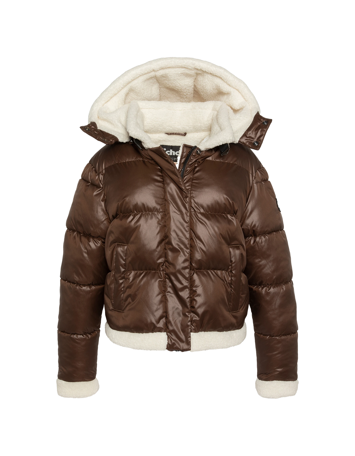 Doudoune à capuche chocolat doublée sherpa-2