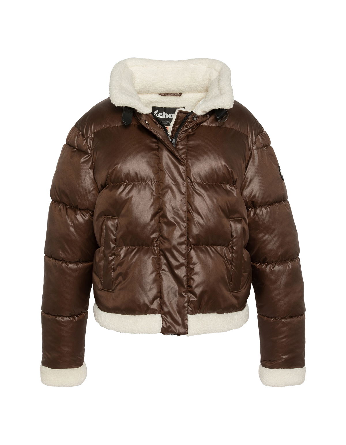 Doudoune à capuche chocolat doublée sherpa-6
