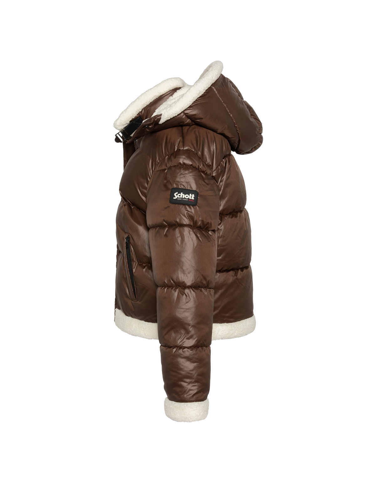 Doudoune à capuche chocolat doublée sherpa-7